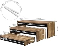 Vista 5 de MyGift Soportes elevadores rústicos de madera quemada de 21 pulgadas para tartas/postres con paneles de pizarra