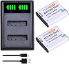 2Pcs Li-90B Li-92B DB-110 Battery LED Dual Charger for OlympusTough TG-5, Tough TG-4, TG-6,TG-3, TG-2 iHS,SH-1,SH-2,SH-3,Ricoh GR III,GR IIIx Cameras