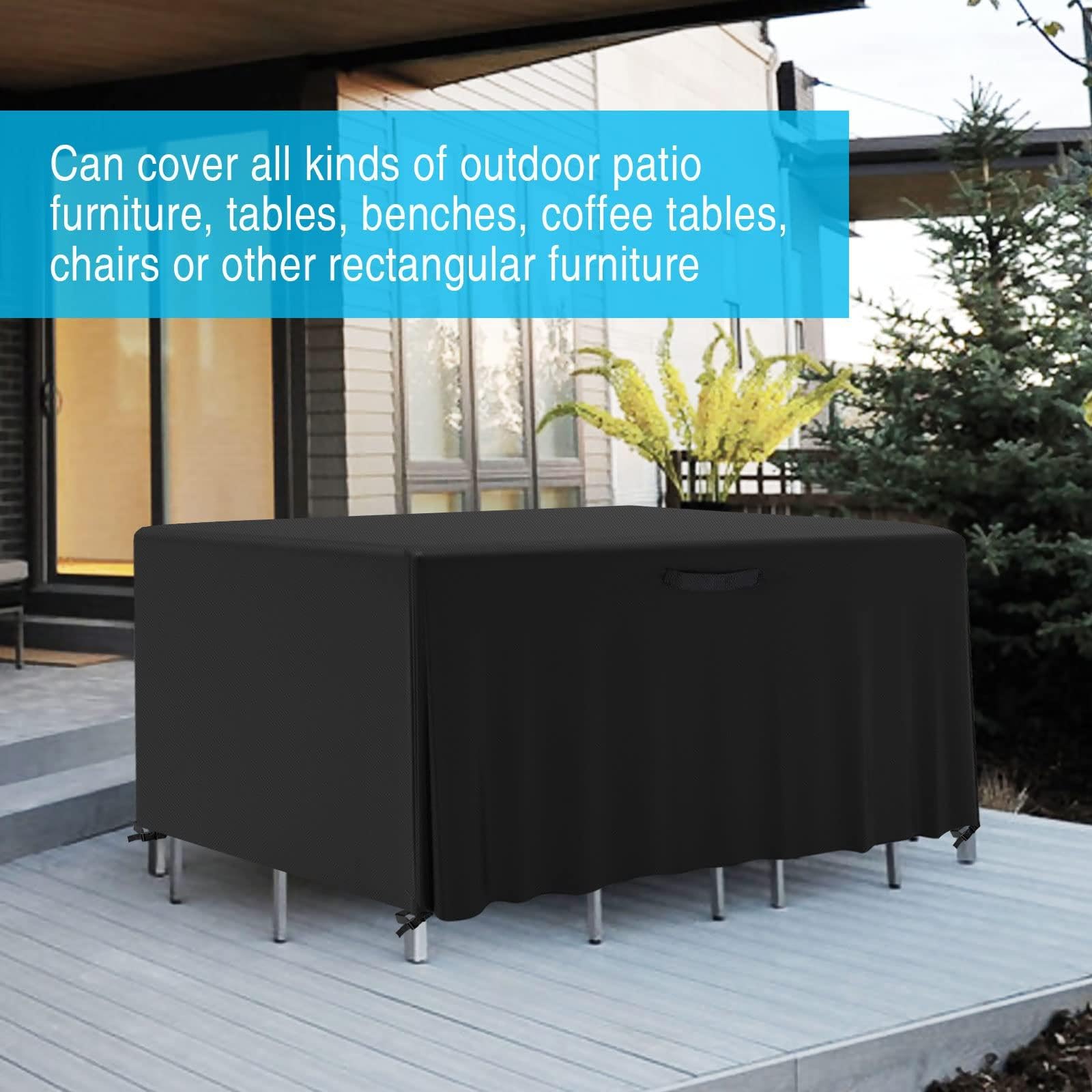 Housse De Table De Jardin 270x135x75cm Bache Jardin,Bache Table Exterieur,Housse Salon De Jardin,420d Oxford Tissu Housse Table De Jardin Protection Pour Tous Les Temps Meubles En Rotin Extérieur