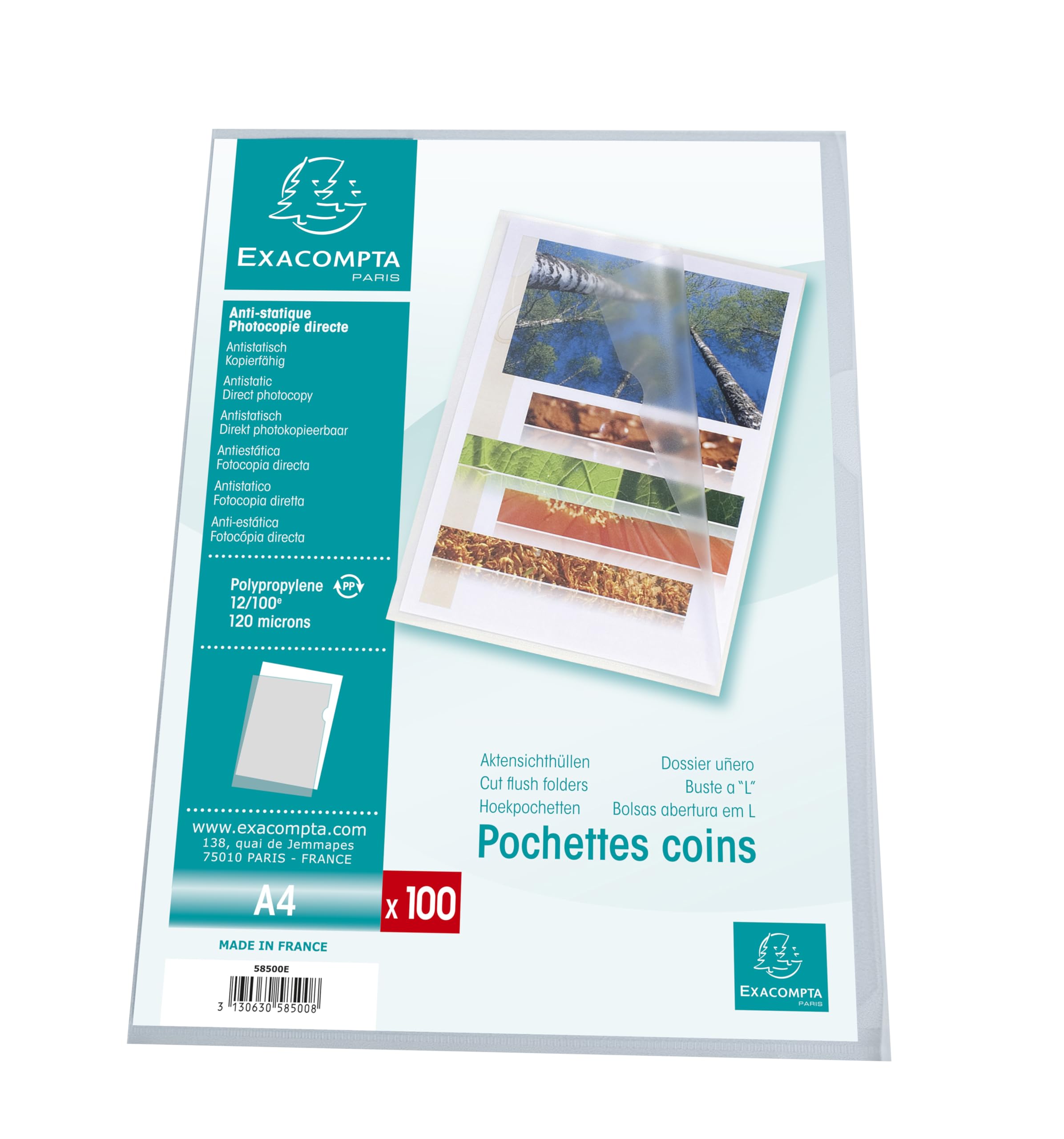 Exacompta 1000 buste a L A4 PP goffrato 12/100 mm cristallo