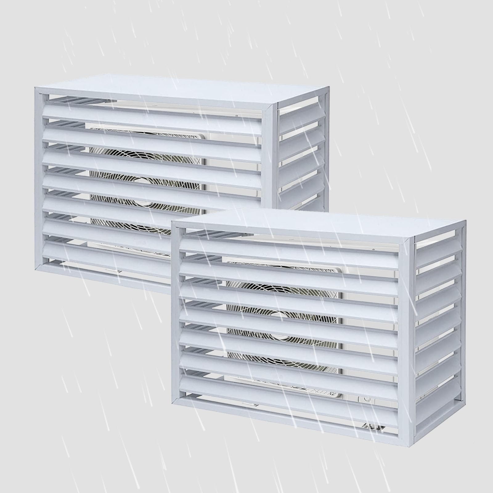 AYCDL Set of 2 Durable All-Weather AC Covers, Anti-Theft & Noise Reduction Fence for Air Conditioners,White-110cm