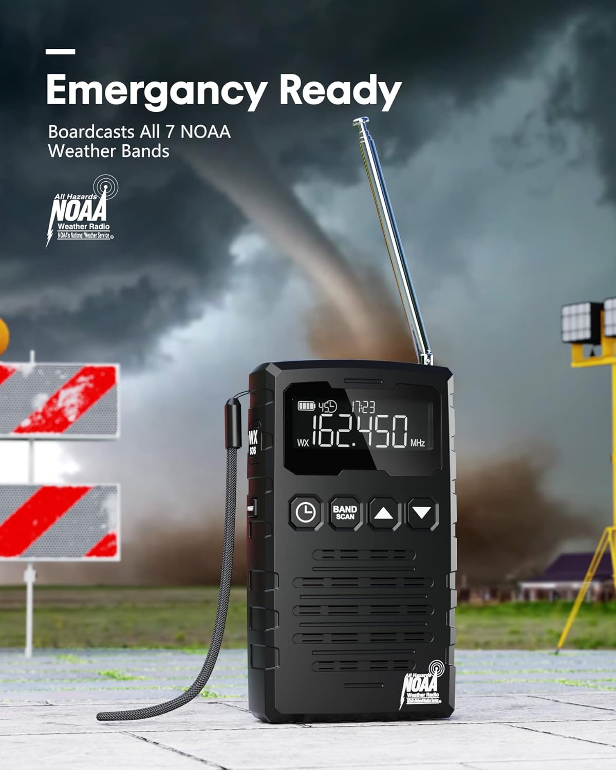 NOAA Weather Radio - Rechargeable NOAA/AM/FM Emergency Radio, Portable Pocket Radio, Longest Playtime, Best Reception, Digital Tuning, Auto Scan&Preset Function, Time Display, Weather Alert, SOS Alarm : Electronics