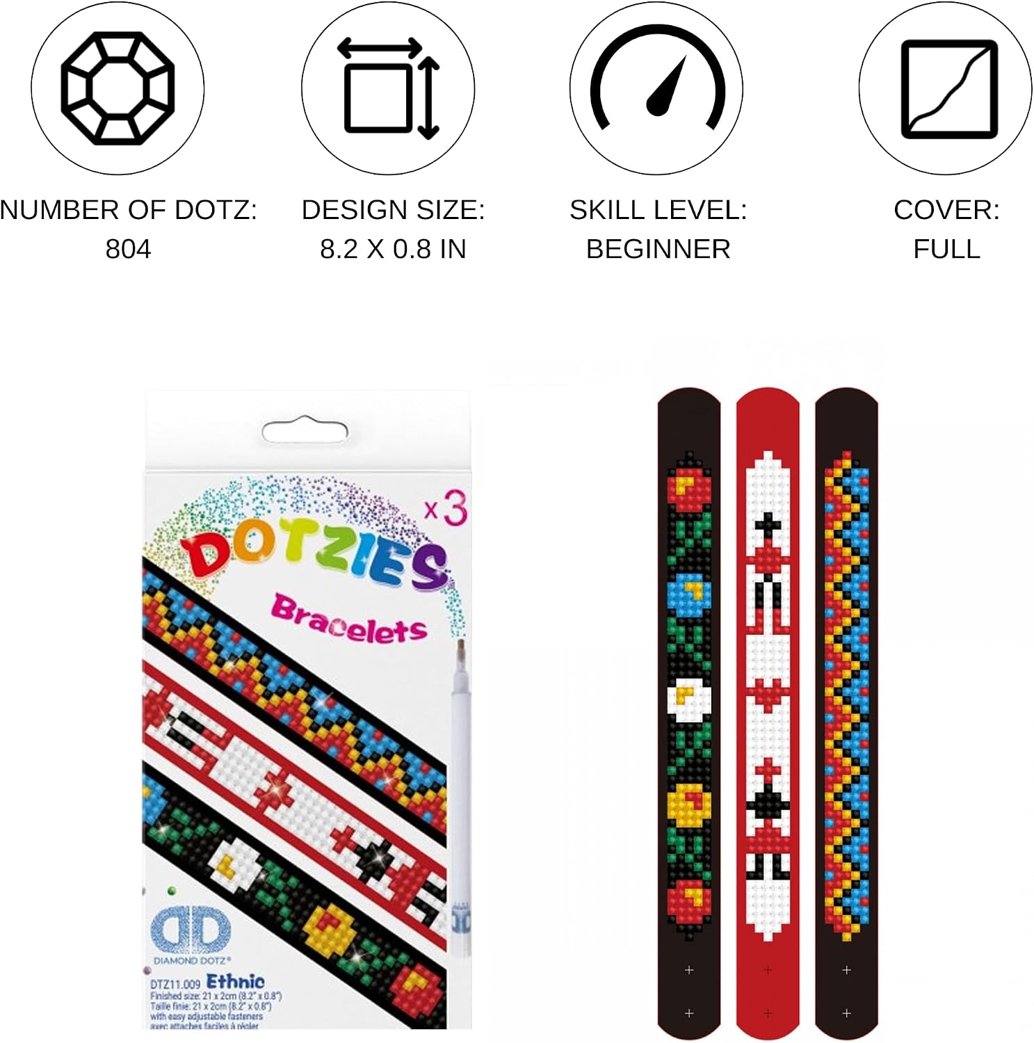 DIAMOND DOTZ Dotzies - Ethnic Diamond Painting Kits for Kids - Diamond Art Kits a Relaxing Creative Craft Kit with Dotz Gems