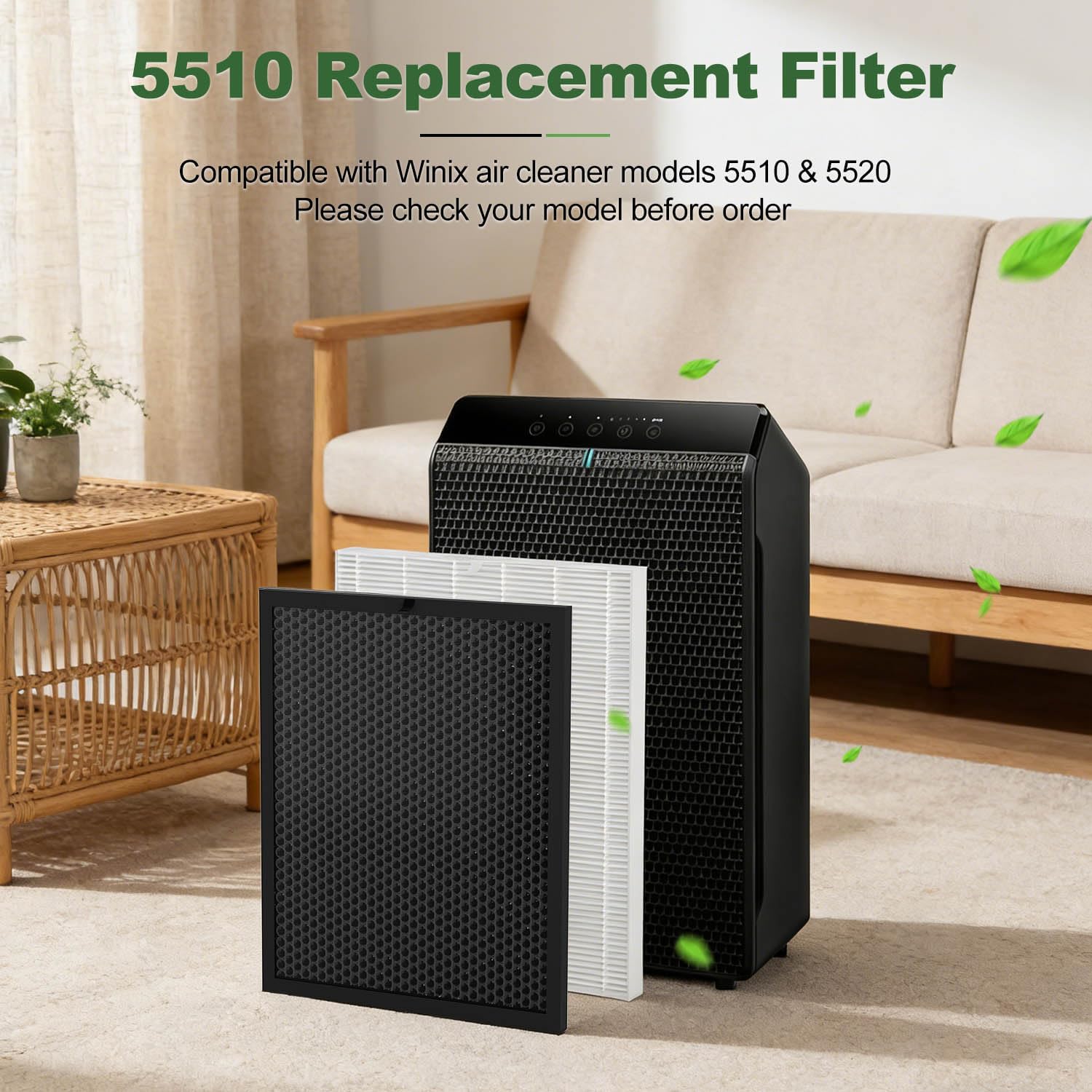 5510 Replacement Filter Q,Compatible with Winix 5510 & 5520 Air Purifiers,H13 True HEPA + Activated Carbon Air Filter（Part #1712-0123-00）