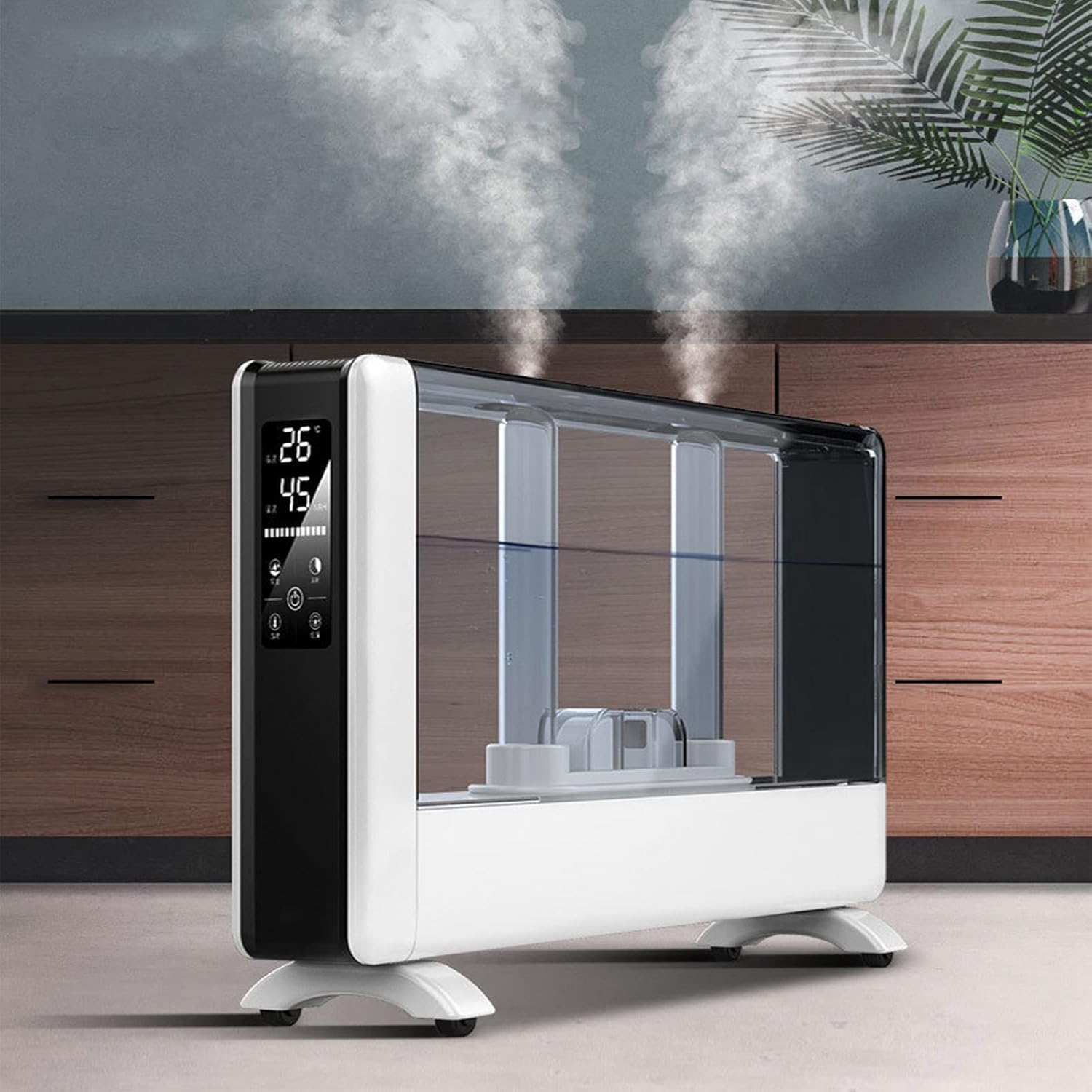 Industrial Humidifier 16L Top Fill Humidifier Mist for Bedroom Large Room Humidity Monitor Auto Sleep Mode Double Nozzle 1-12H Timer Auto Shut-Off