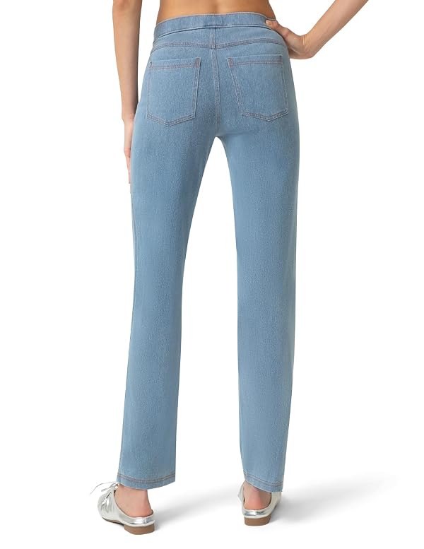 No nonsense Women's Knit Denim Straight Leg Legging Pull-On Pants, Light Denim, Medium by no nonsense - Used condition - Image 2