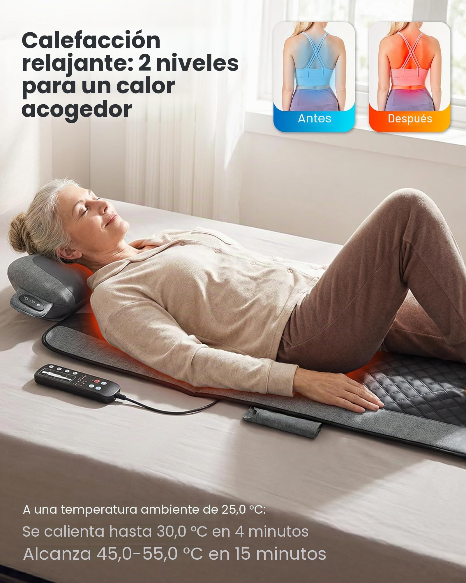 COMFIER Colchoneta Masajeadora Corporal Completo con Calor, Almohadilla de Masaje con 10 Motores y Masajeador Shiatsu Para Cuello, Espalda, Piernas y Cuello, 160 X 56 Cm, Regalo Hombre Mujer