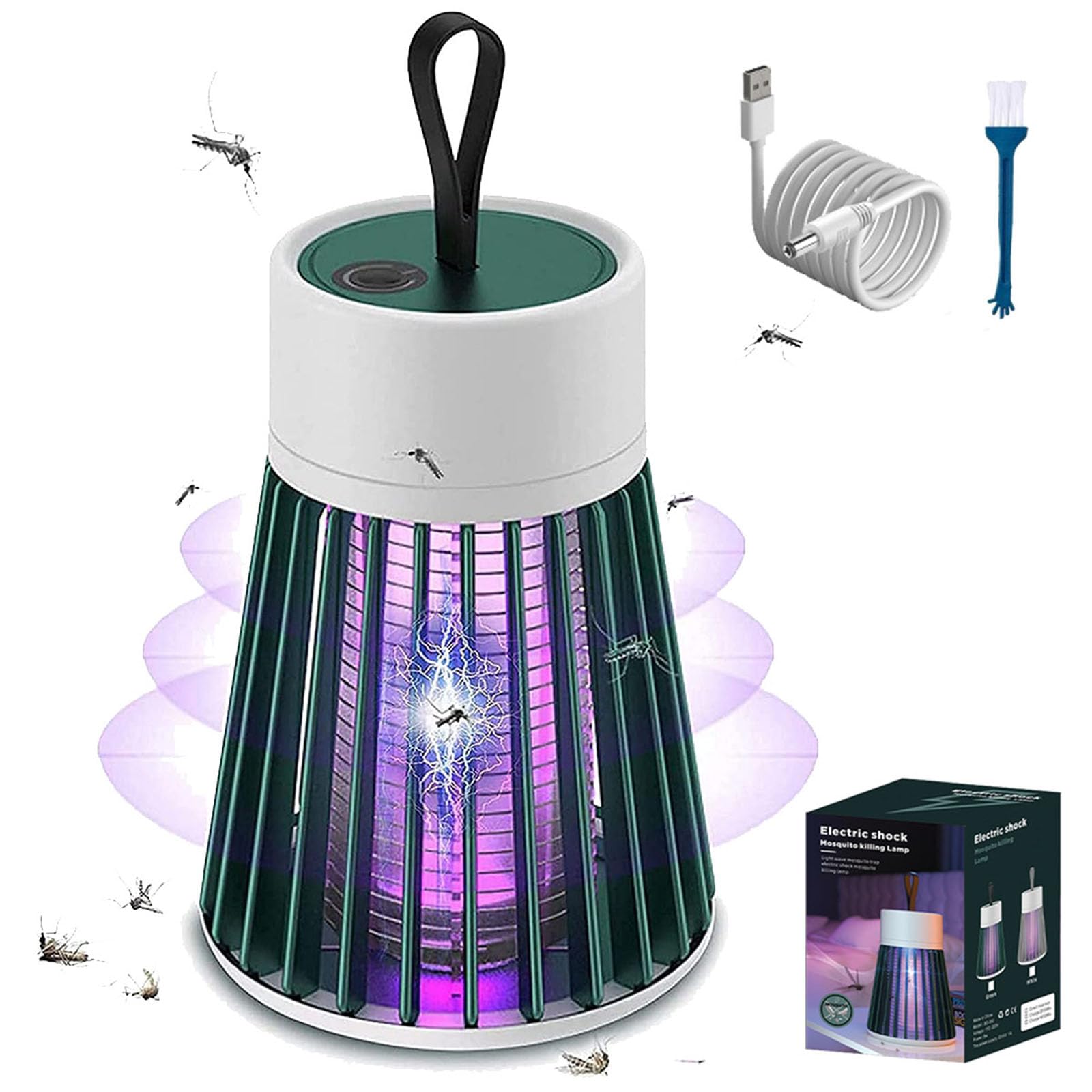 STAYOUNG USB Rechargeable Mosquito Killer Lamp, Portable Electric Bug Zapper with UV Light, Indoor/Outdoor Use for Home, Camping, Patio, Safe & Silent for Kids & Pets (Green)