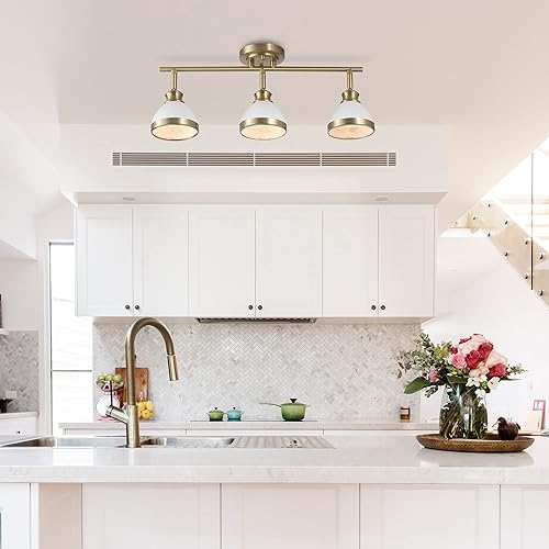 Miniatura 2 de Globe Electric 64000003 Iluminación de pista de 3 luces de 22 pulgadas, latón mate, tonos blancos mate, luz de techo de pista, kit de iluminación de