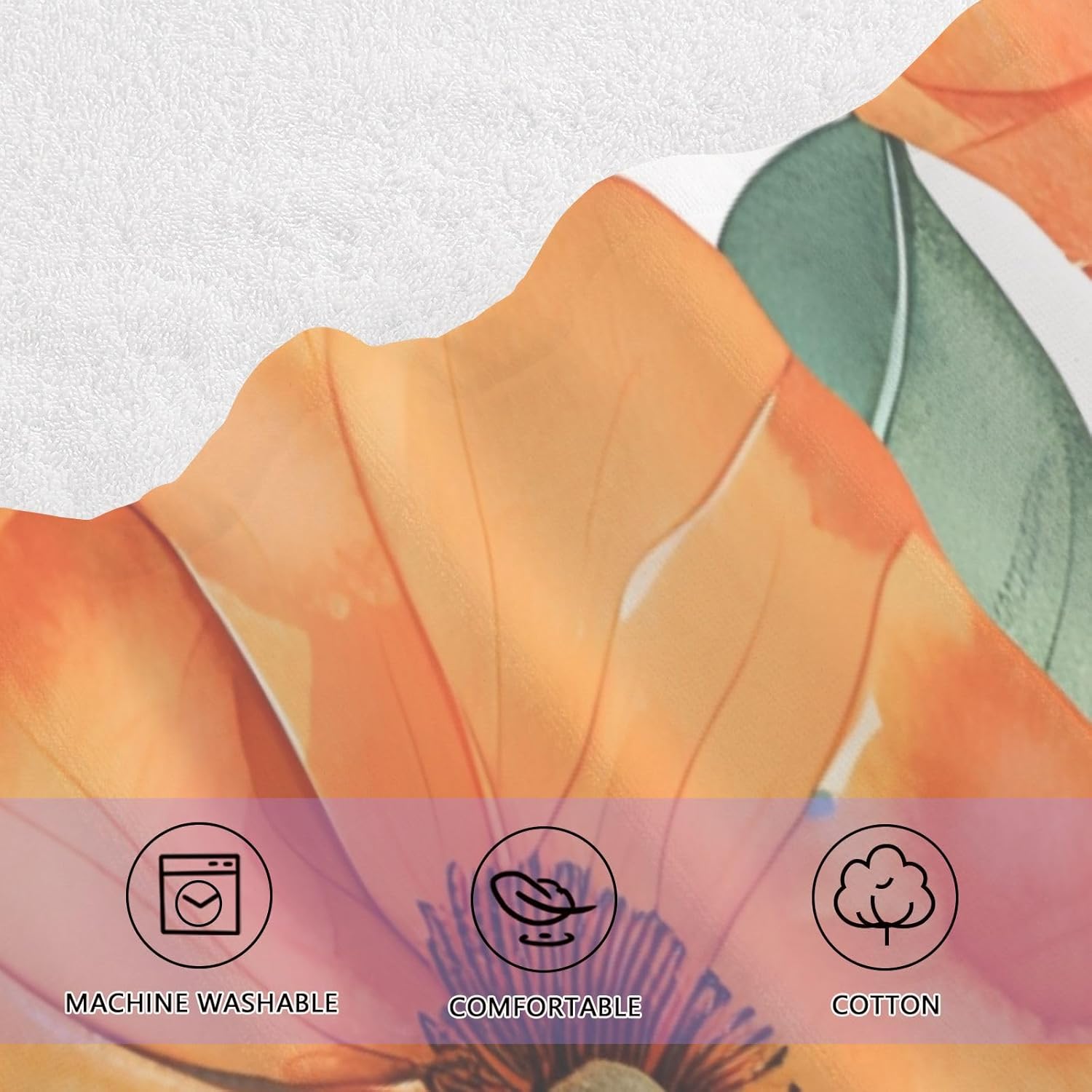 Hand Towels Premium Soft and Highly Absorbent Orange Flowers 2 Pcs Towels for Bathroom Set 100% Cotton Decorative Face Towels