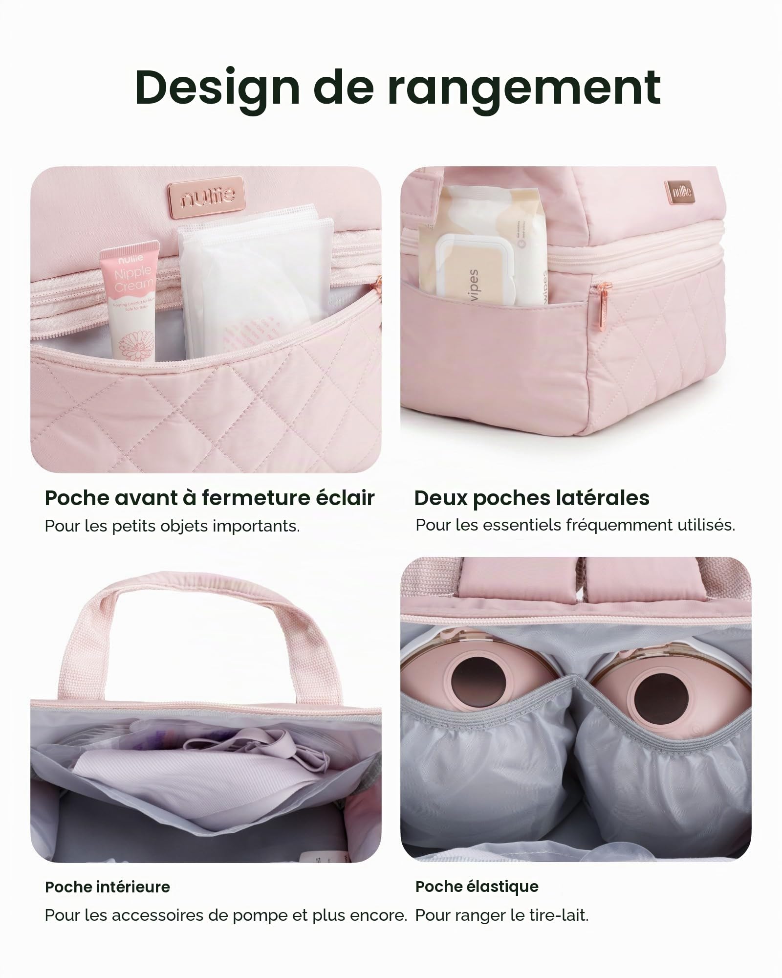 Nuliie Sac portable pour travail, voyage et usage quotidien, rose
