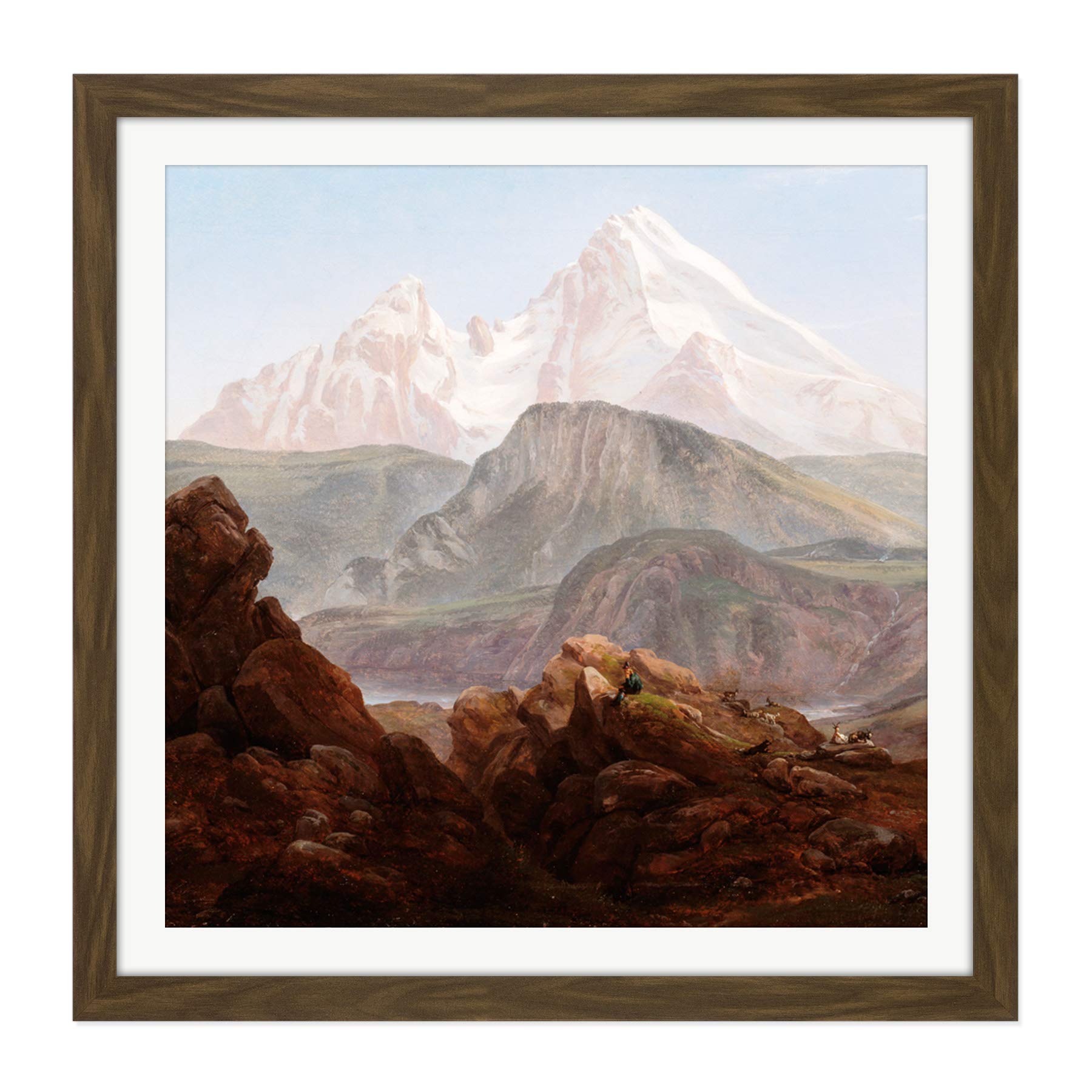 Johan Christian Dahl Der Watzmann Square Wooden Framed Wall Art Print Picture 16X16 Inch