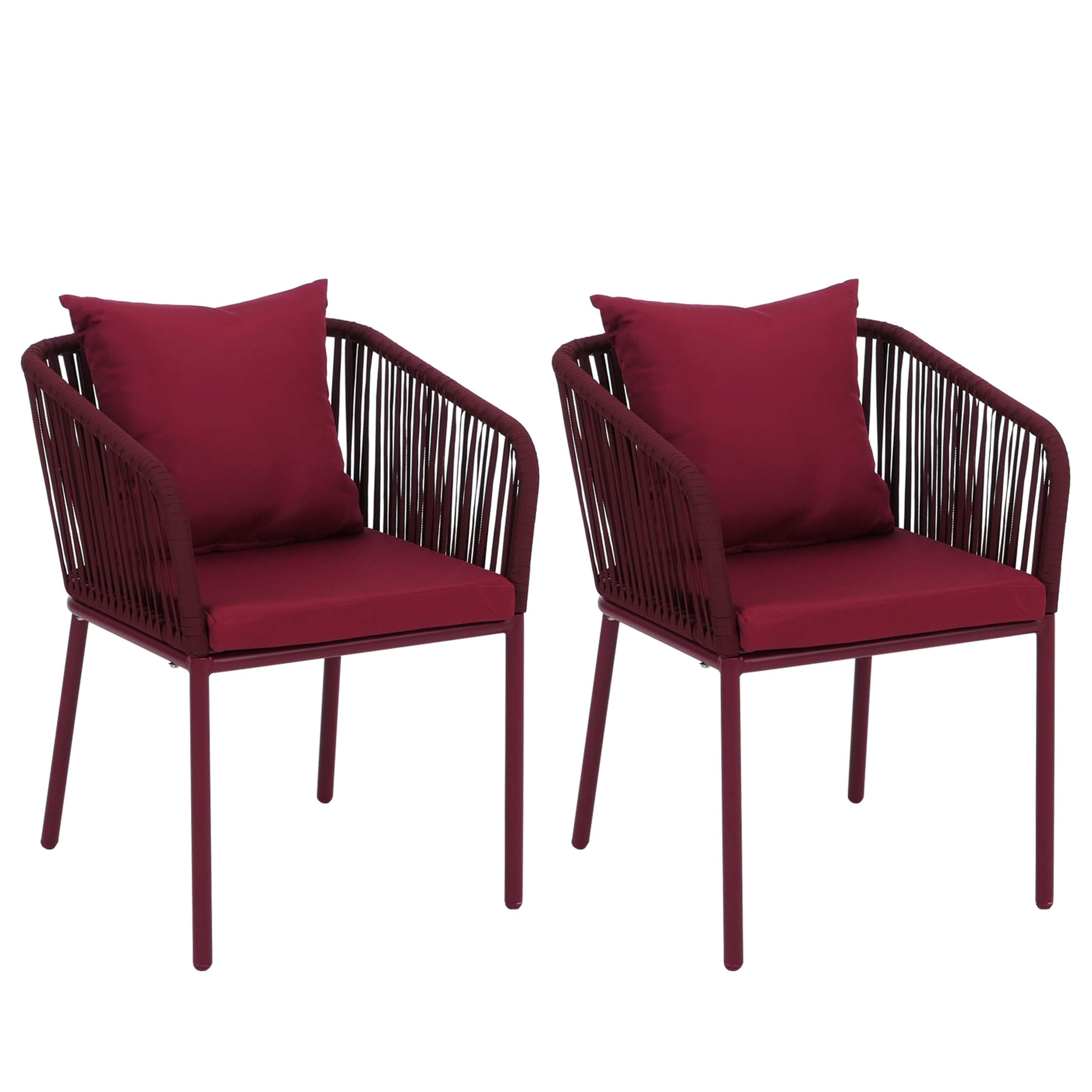 Chaises de jardin HWC-N41 Mendler bordeaux : finis les sièges extérieurs inconfortables