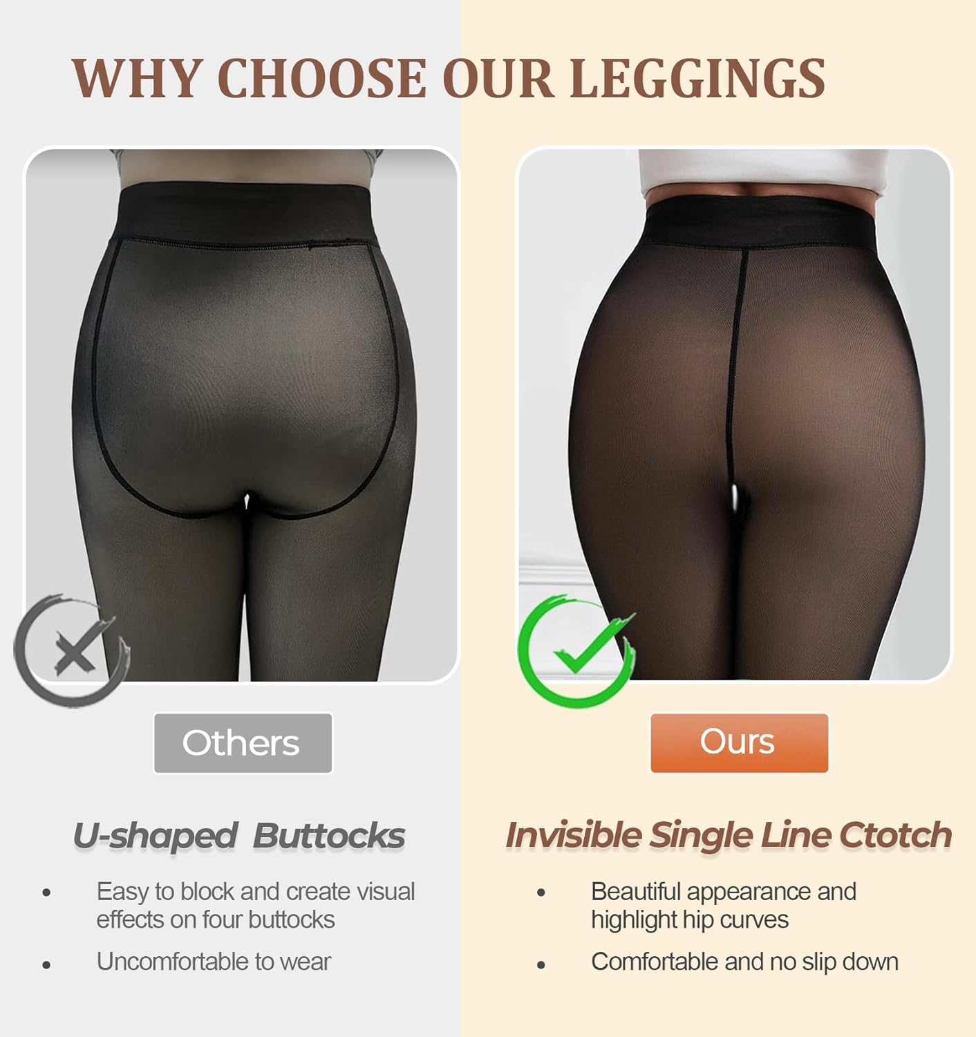 One-Seam Warm Fleece Lined Tights Women Fake Translucent Pantyhose High Waist Thermal Leggings Sheer Winter Tights - Image 2