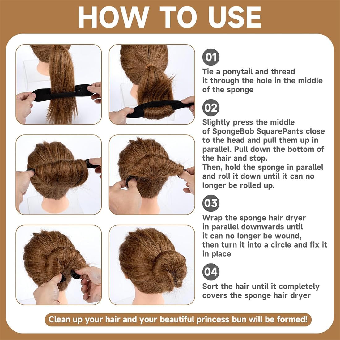4 Stück Haare Frisuren Set, Haardreher, Dutt Maker, Bun Maker Magic Hair, Schwammdreher, Haarbonut, Haarknotenmacher Haar Styling Donut Brötchen, Dreher für Frauen und Mädchen (2 Groß + 2 Klein)
