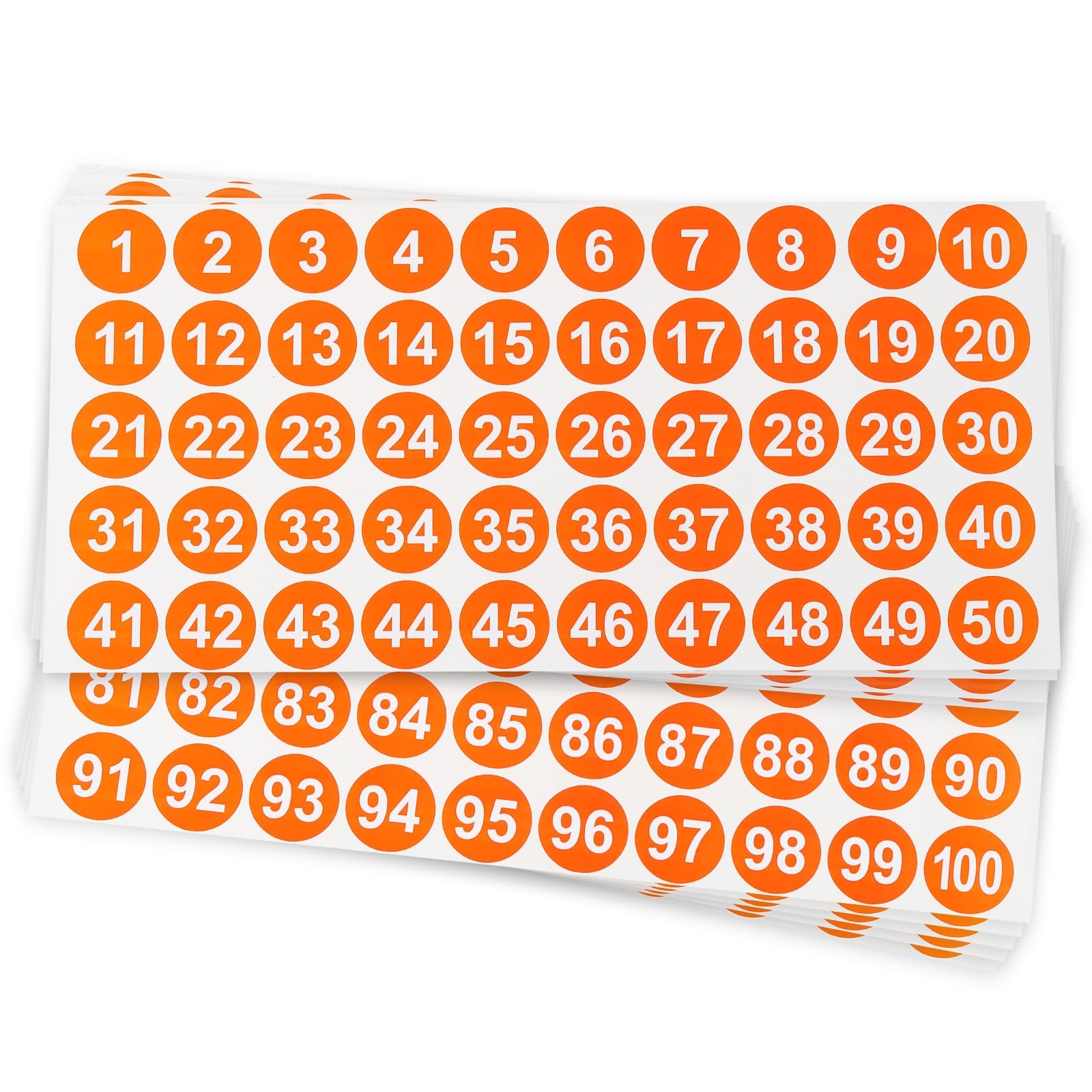 PATIKIL 1 Inch Consecutive Number Stickers, 5 Set 1 to 100 Waterproof Self-Adhesive Decal for Inventory, Storage Organization, Boxes, Bins, Toolbox, Lockers, Orange