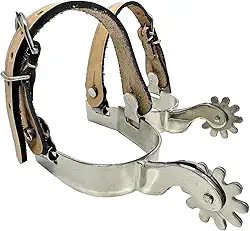 Par Espora Doma Cavalo Quarto De Milha Vaquejada Aço Inox Com Correia Couro KLOPR