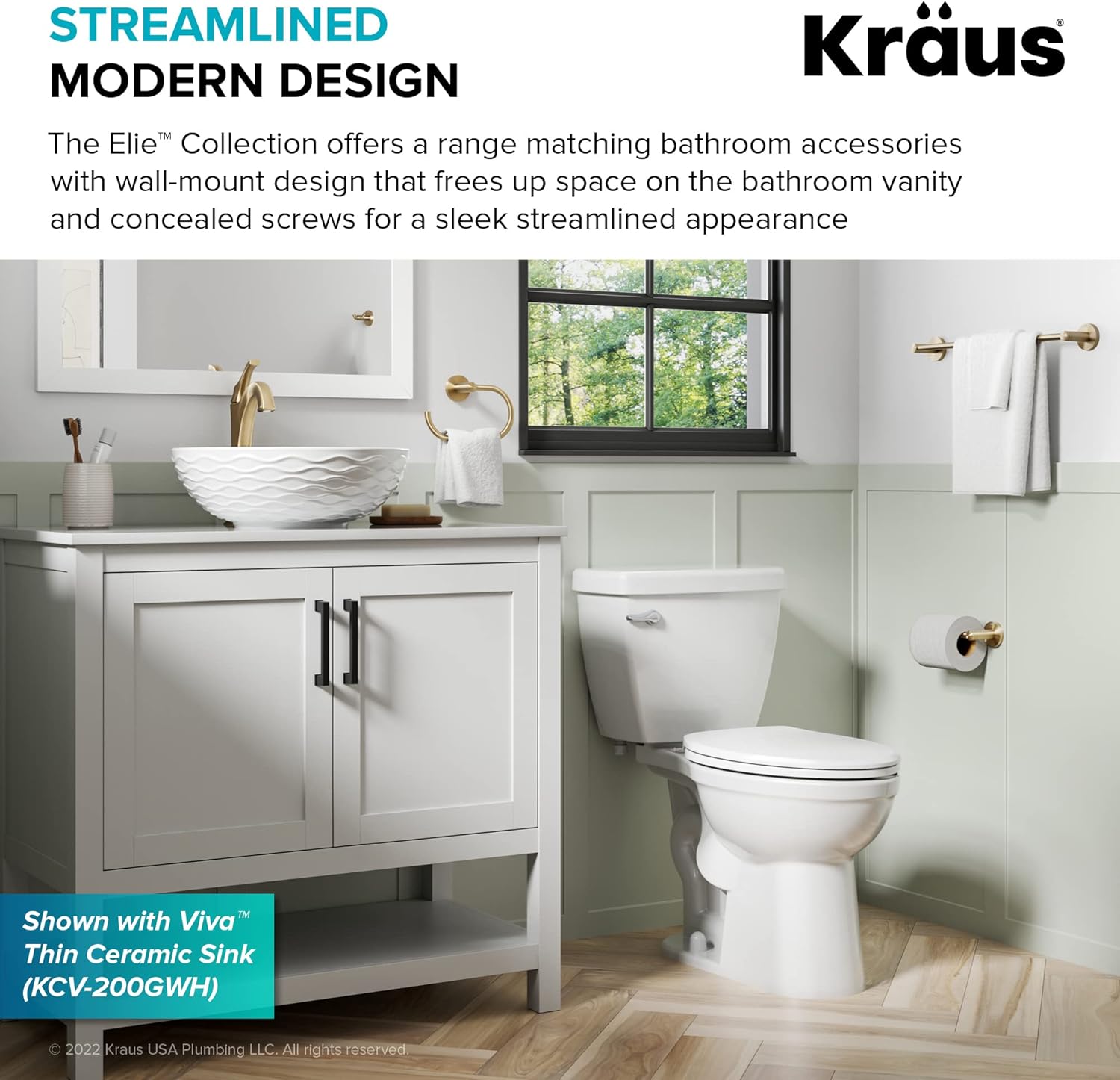 KRAUS Elie Bathroom Toilet Paper Holder in Brushed Gold, KEA-18829BG