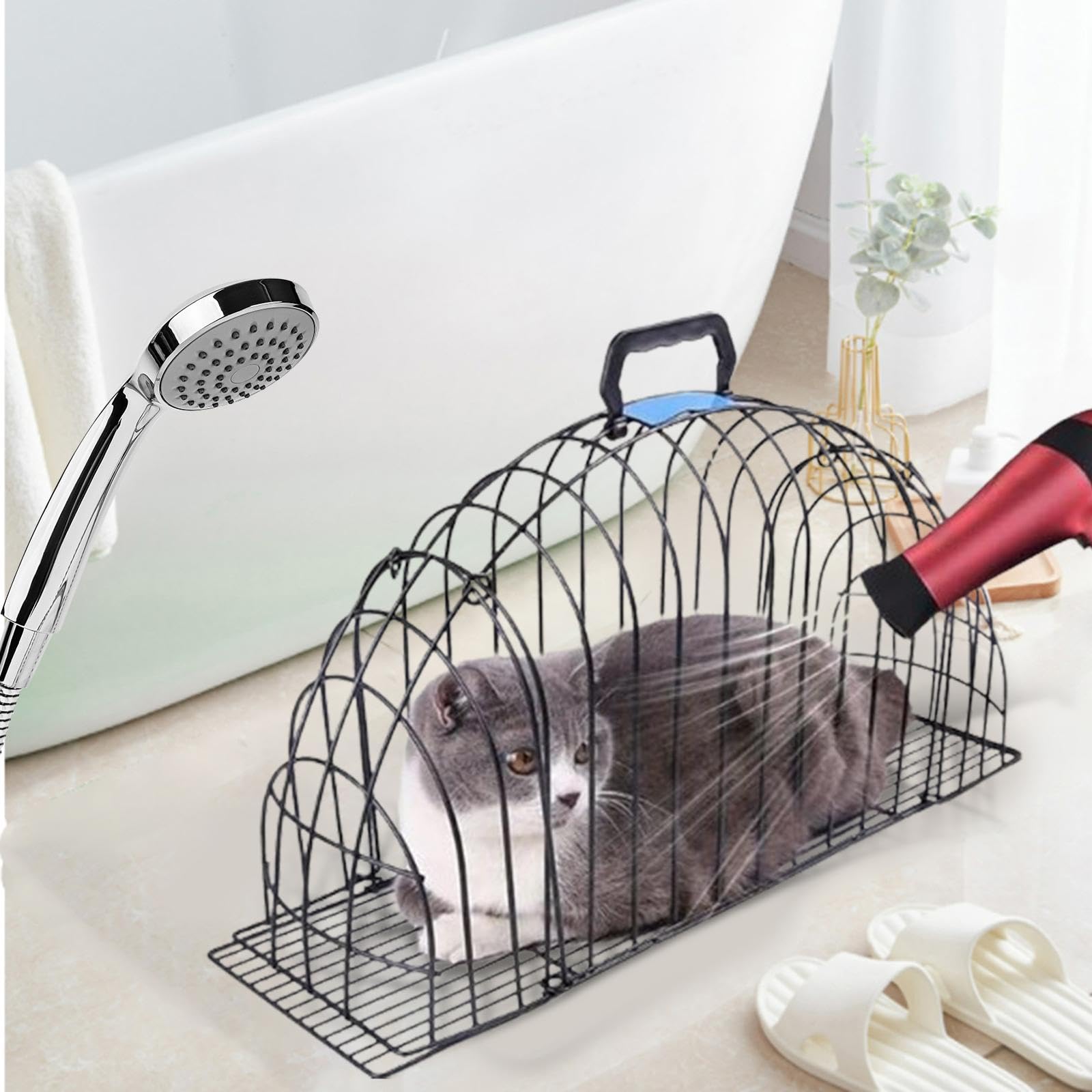 Boîte de Séchage pour Animaux, Cage de Séchage pour Chats, Séchage Facile et Portable, Cage de Bain de pour Chiens et Chats, Sèche-Poils pour A, Je