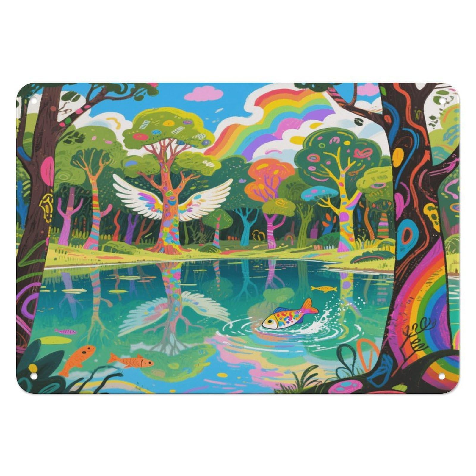 Fekiloot Style Graffiti Lake Wall Decor Iron Painting Metal Sign
