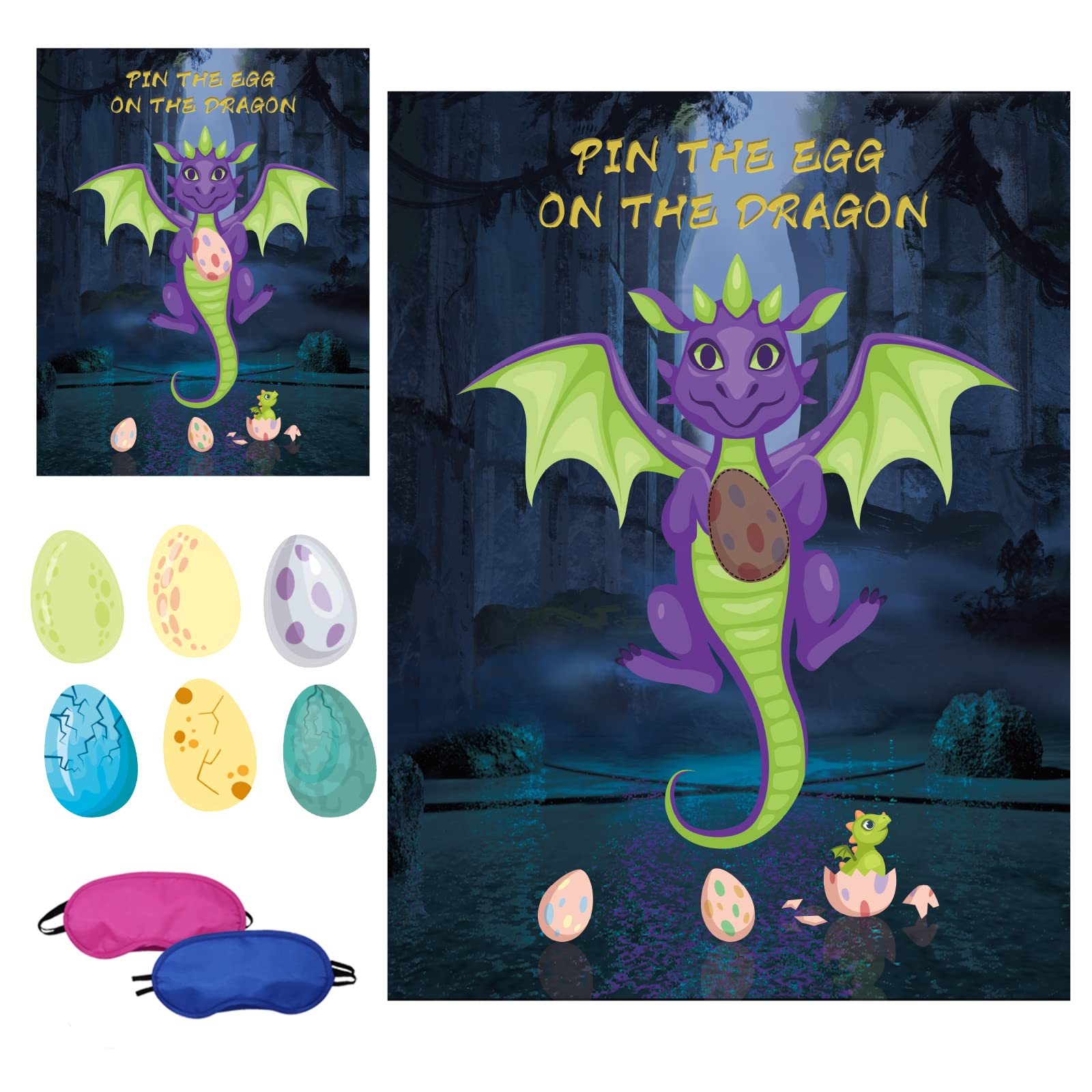 Dragon Party Game Pin The Bow On The Dragon - 36pack Dragon Egg Sticker For Kids Dragon Theme Halloween Christmas Birthday Party Supplies Favors For