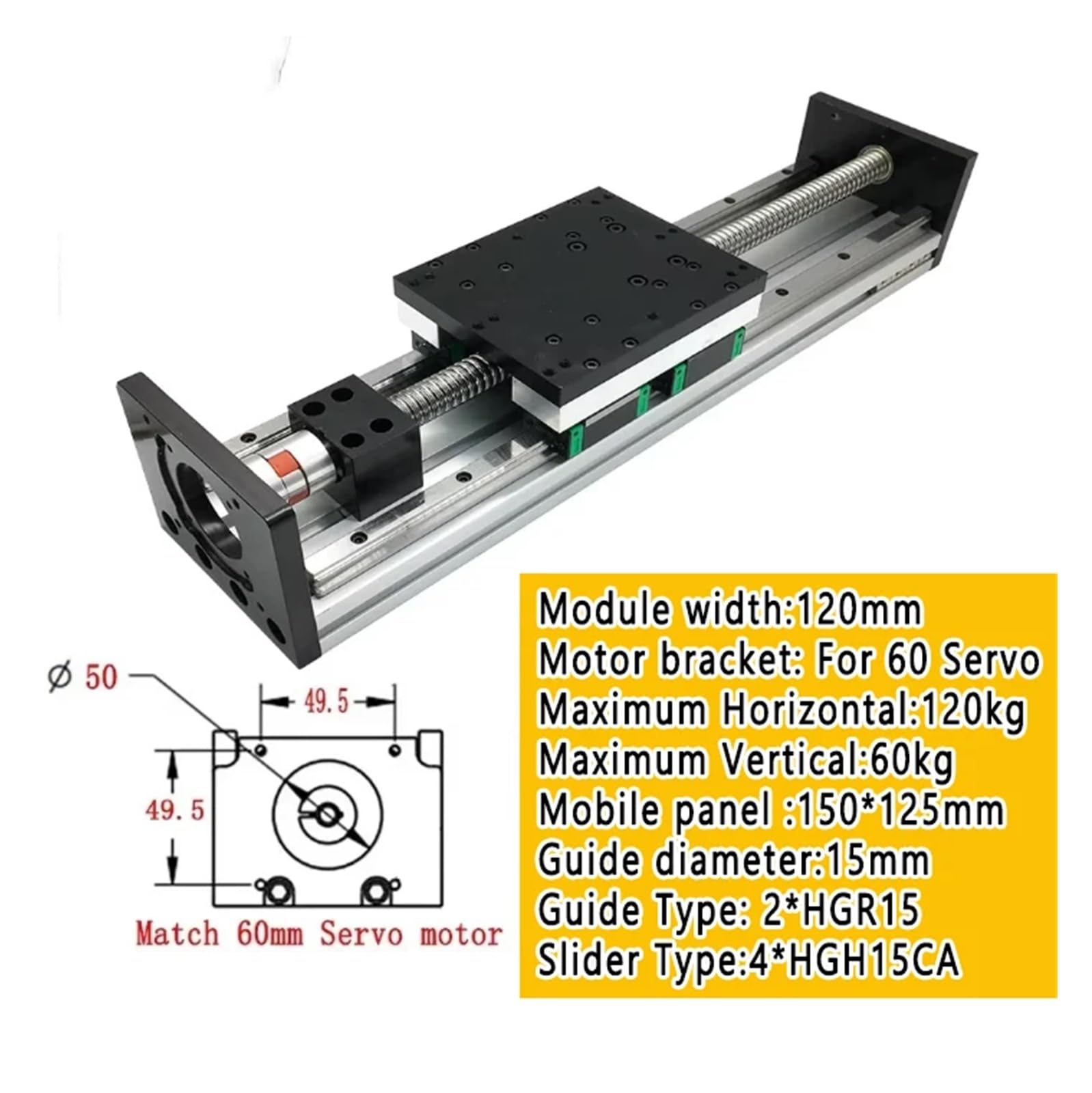 Amazon.com: HVGZDQQD SXG150*125mm Double Linear Guide 120mm Wide