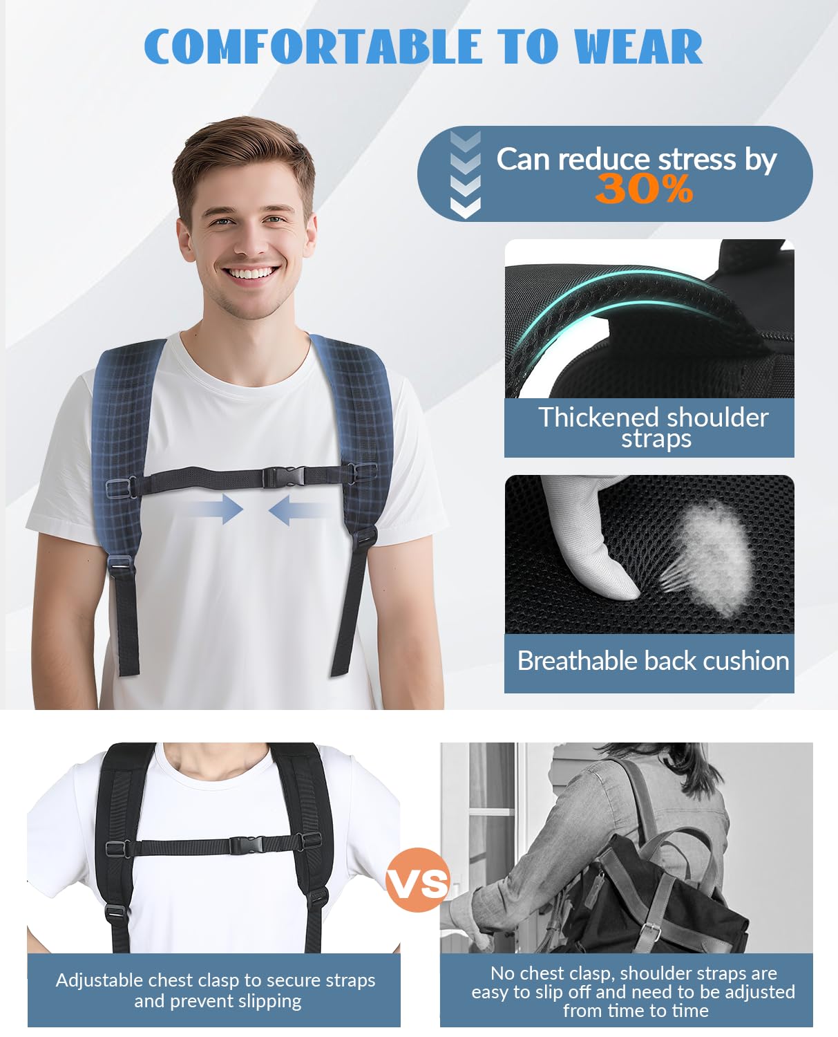 Xkdoai Zaino per Ryanair 40x20x25 Zaino da Viaggio Aereo Bagaglio a Mano 40x20x25 45x36x20 con Borsa Antifurto per Uomini Scuola per 14 pollici Laptop