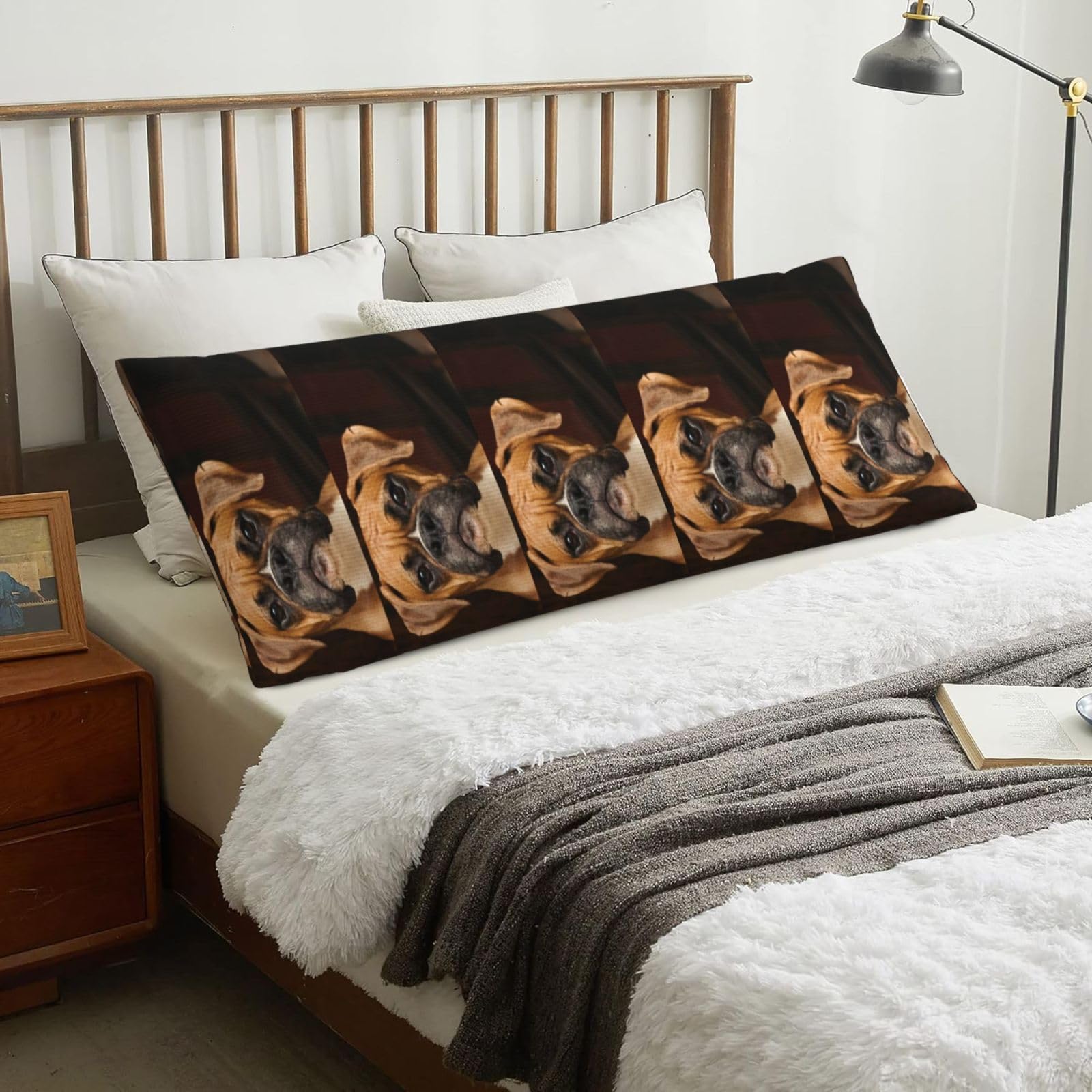Boxer Dog, Body Pillow Cover with Zipper,Long Body Pillowcase 20 x 60 in