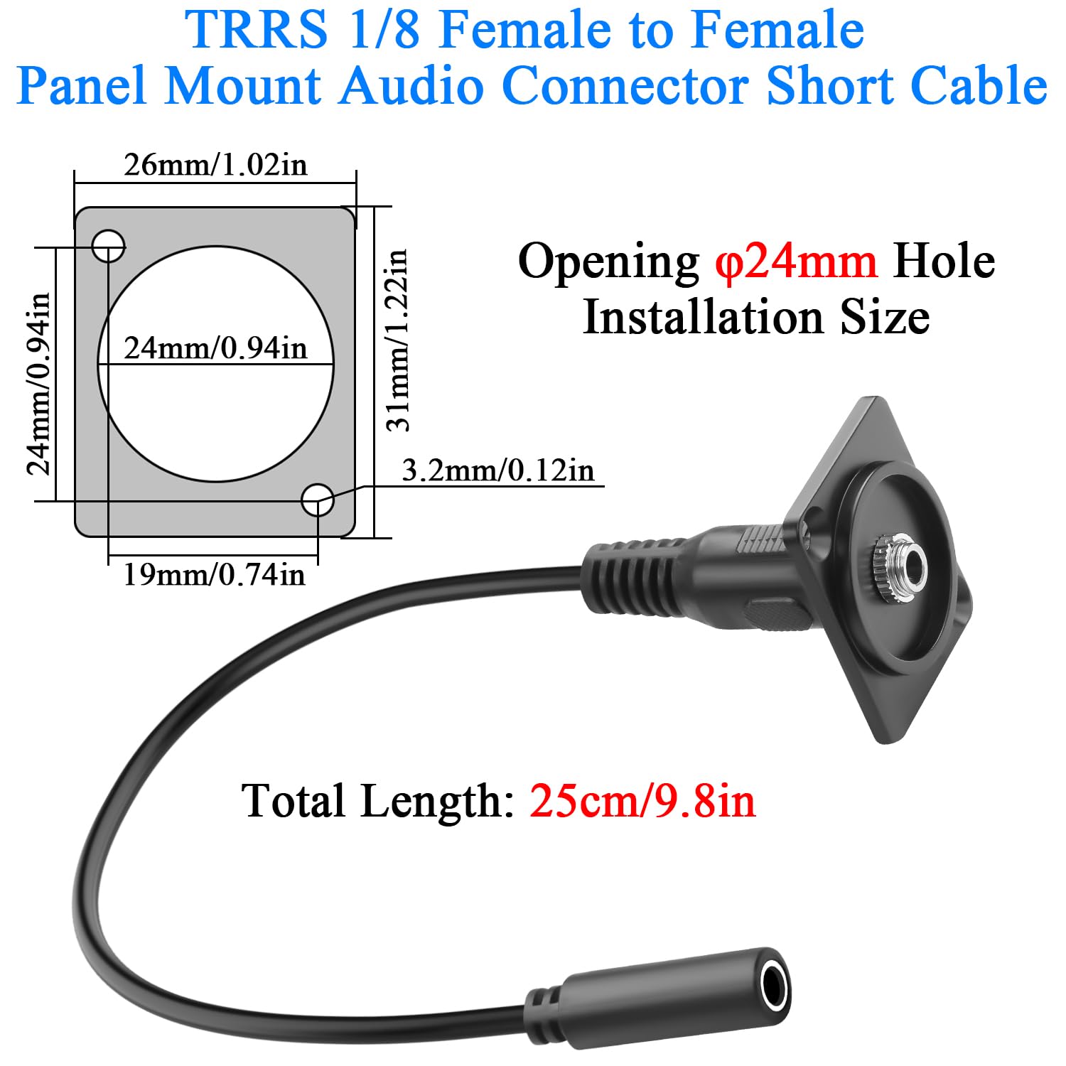QIANRENON 3,5mm Corto Cavo Audio Adattatore 3,5mm 1/8 TRS Femmina a Femmina Stereo Jack Fissaggio Filettato Rotondo Connettore 3.5mm Cuffie Montaggio Presa, per Collegamento e Estensione Audio Porta QIANRENON 3,5mm Corto Cavo Audio Adattatore 3,5mm 1/8 TRS Femmina a Femmina Stereo Jack Fissaggio Filettato Rotondo Connettore 3.5mm Cuffie Montaggio Presa, per Collegamento e Estensione Audio Porta