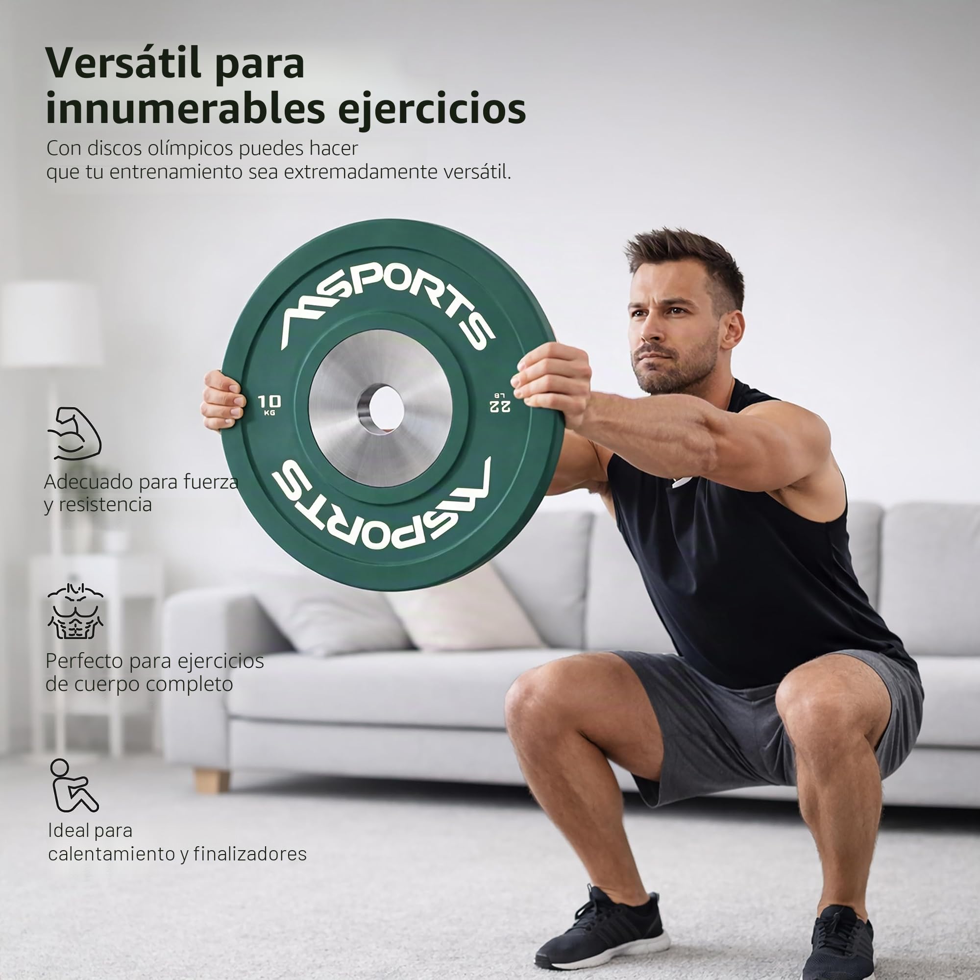 MSPORTS Olympia Juego de 2 discos de pesas profesionales, diámetro del orificio, 51 mm, calidad de estudio, hierro fundido, 5-20 kg