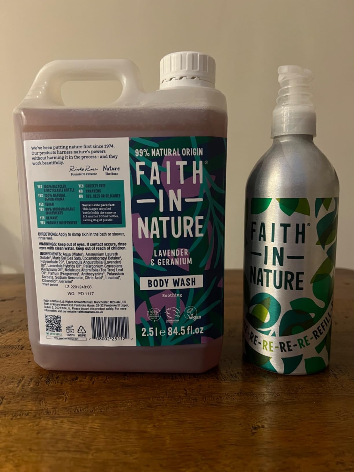 Faith In Nature 2.5L Lavender & Geranium Body Wash & Aluminium Refill