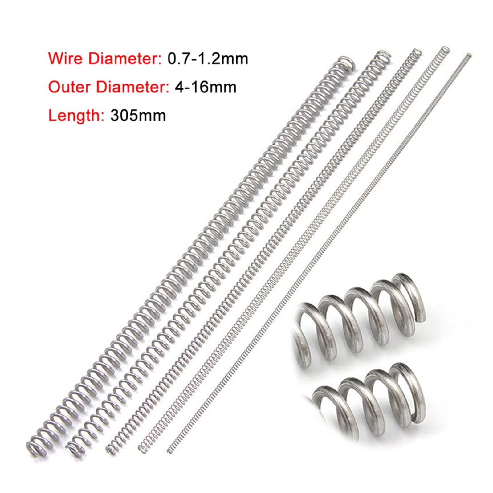 1 0pcs 30 5 mm sprężyna sprężyna w kształcie litery litery Y Długie ciśnienie Drut Dire 0,7/0,8/1/1,2 mm 304 Stal nierdzewna