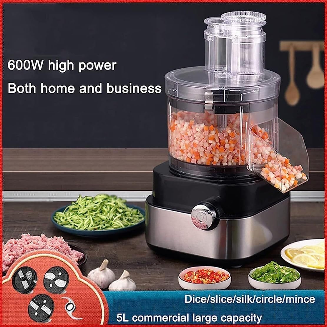 Multifunctional Vegetable Fruit Cutter?Slicer, Electric Vegetable Dicer Commercial Stainless Steel Veggie Shredder Grater, Multifunctional Meat Grinder Blender With 5 Blades