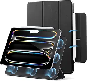 ESR Capa para iPad Pro de 11 polegadas M4 (2024), fixação magnética potente, capa fina com suporte triplo, suporte para Pencil Pro e Pencil (USB-C), suspensão e ativação automáticas, Preto