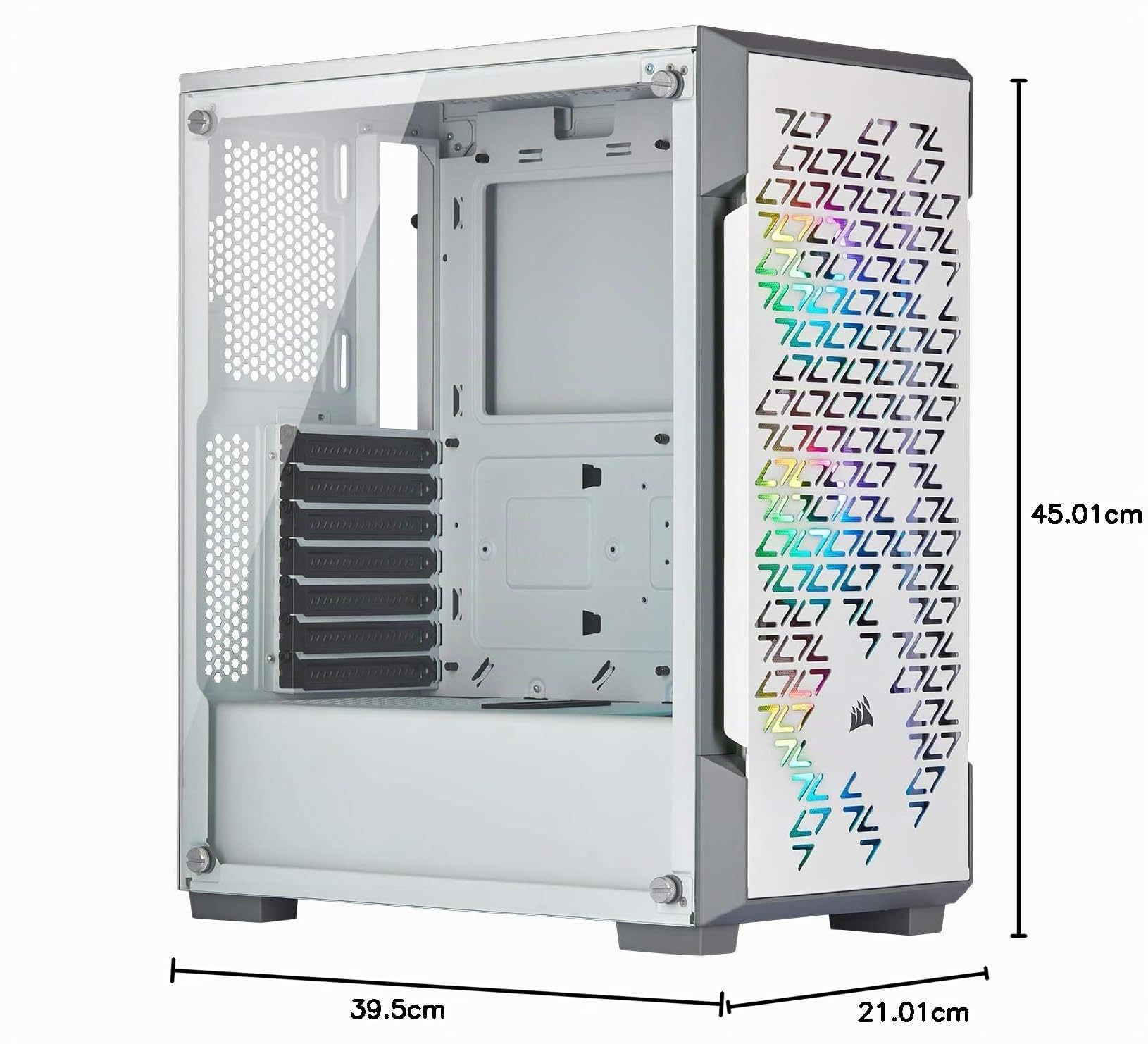 Corsair iCUE 220T RGB Airflow, Smart Case Gaming Mid-Tower ATX con Paratia in Vetro Temprato, Bianco