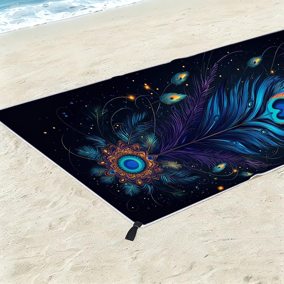 Ręcznik plażowy z mikrofibry, duży ręcznik kąpielowy 90 x 200 cm, zestaw 2 szt. szybkoschnących prześcieradeł kąpielowych pawie, antypiaskowe ręczniki plażowe z mikrofibry na letnie podróże, prezent