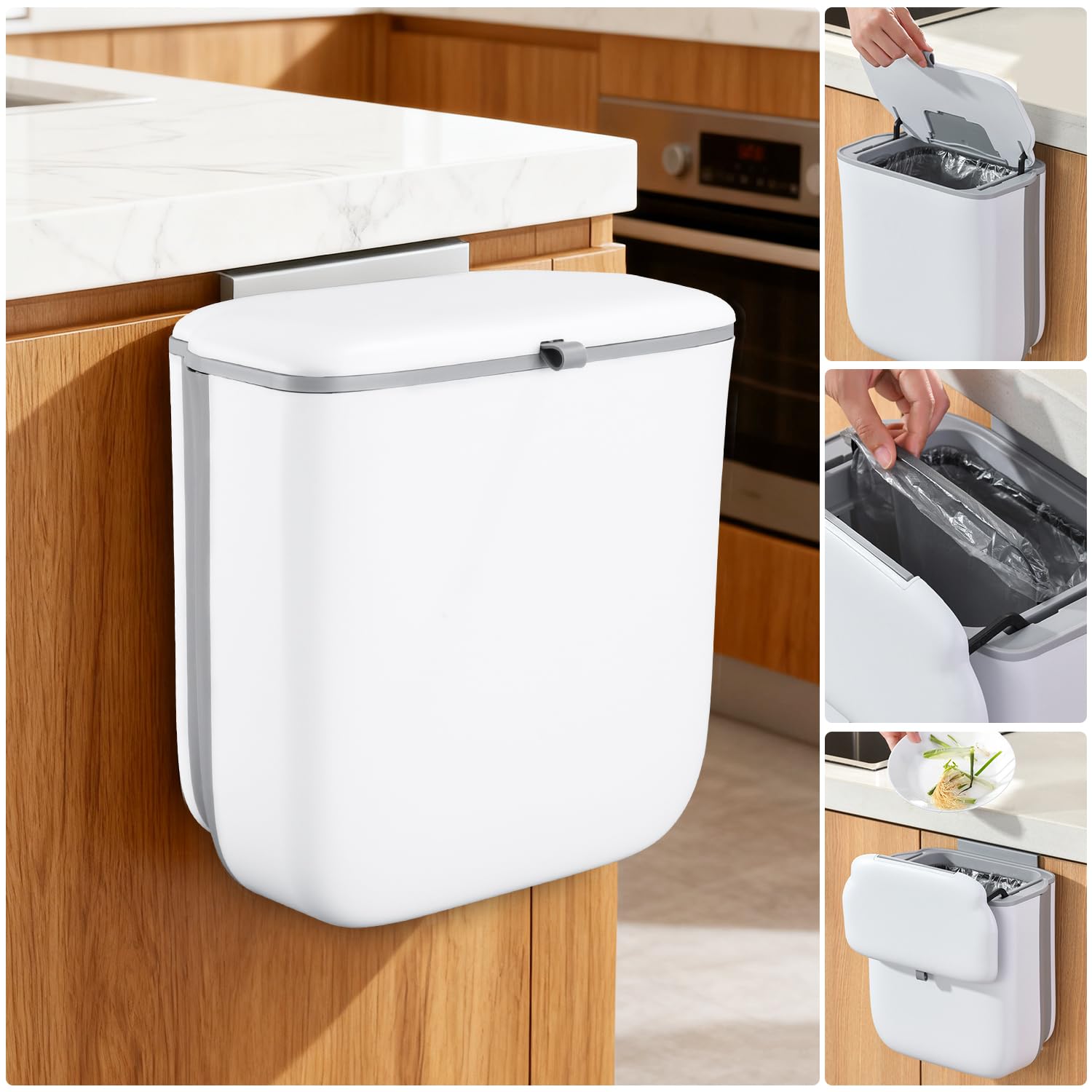 Petite Poubelle Murale Avec Couvercle - Pour Voiture, Camping, Cuisine - Design Compact Gain De Place