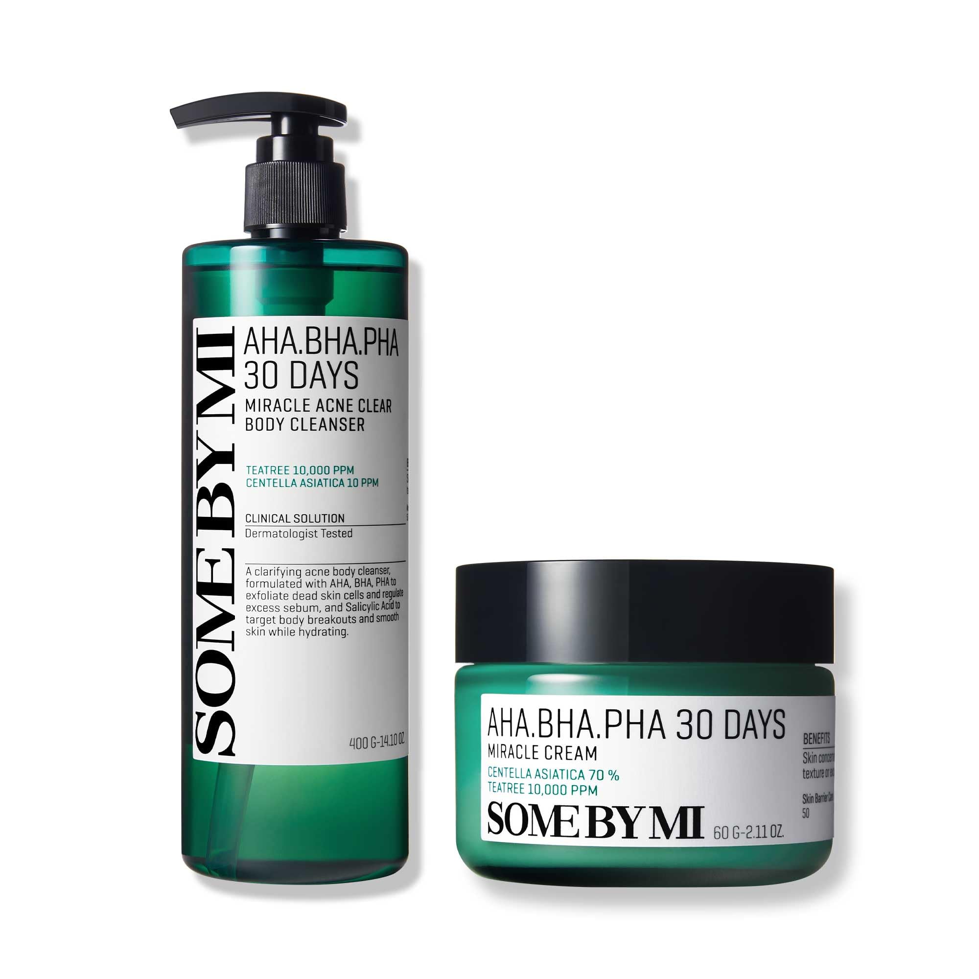 SOME BY MI AHA BHA PHA 30 Days Miracle Acne Clear Body Cleanser & Miracle Cream
