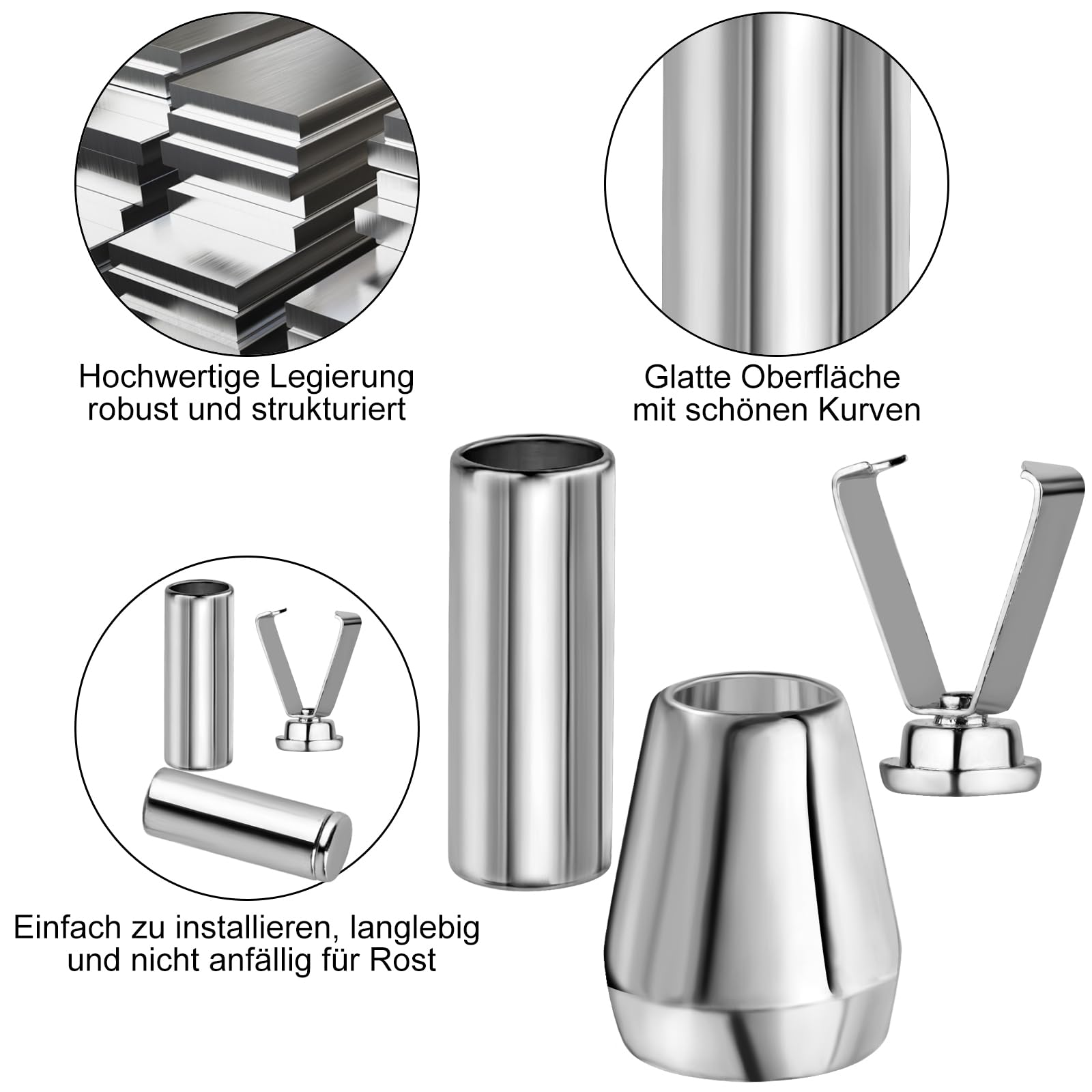 64 Estremità Per Lacci E Cordini - In Metallo (Oro, Argento, Nero) Con Cordoncino - Per Felpe, Scarpe E Abbigliamento - Foto 7