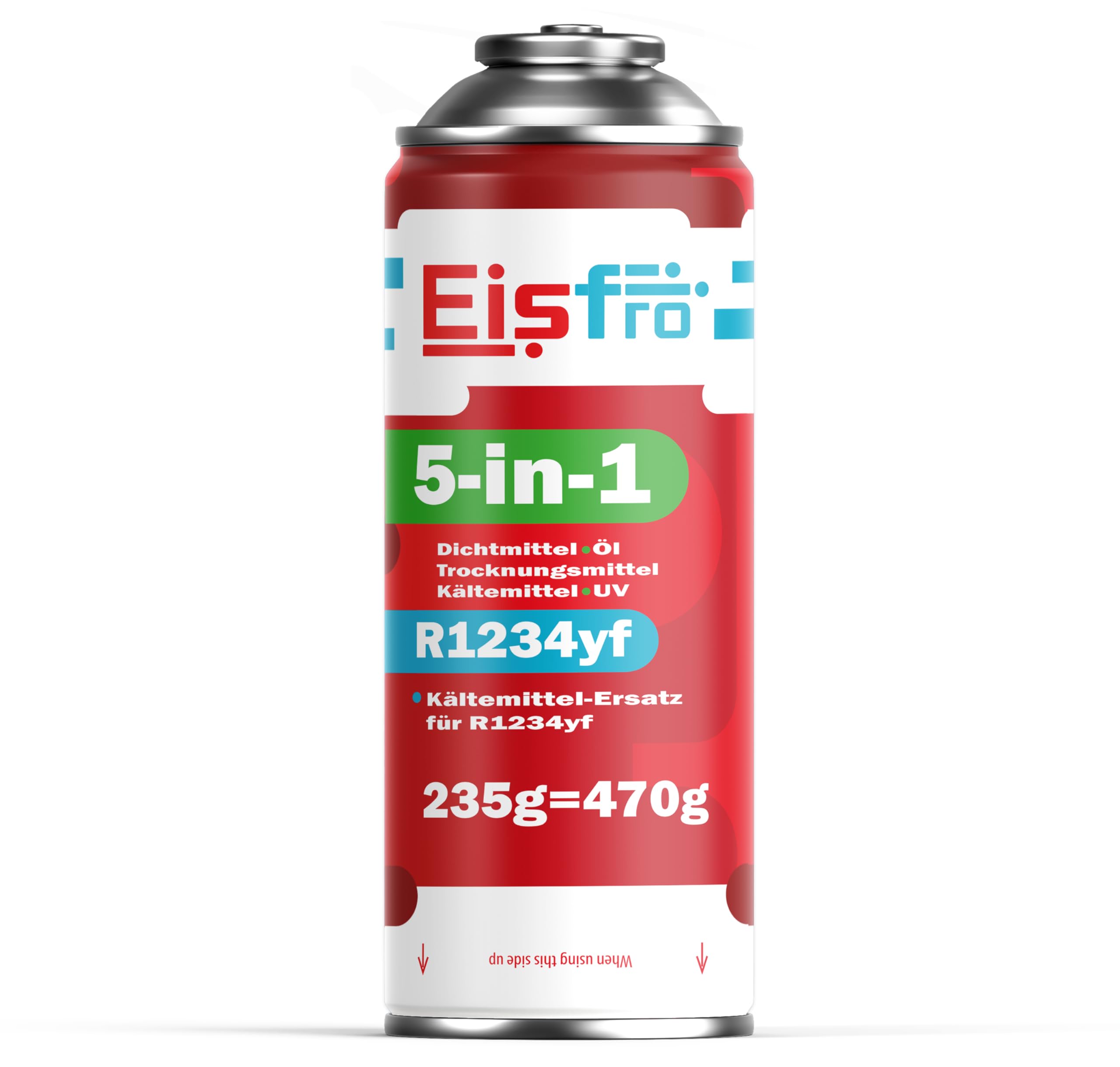 Kit di ricarica climatizzatore R1234yf – Fluido refrigerante 5in1 XL con olio, sigillante, colorante UV e disidratante + 2x gas di ricarica R1234yf con olio 235 g, adattatore e tubo