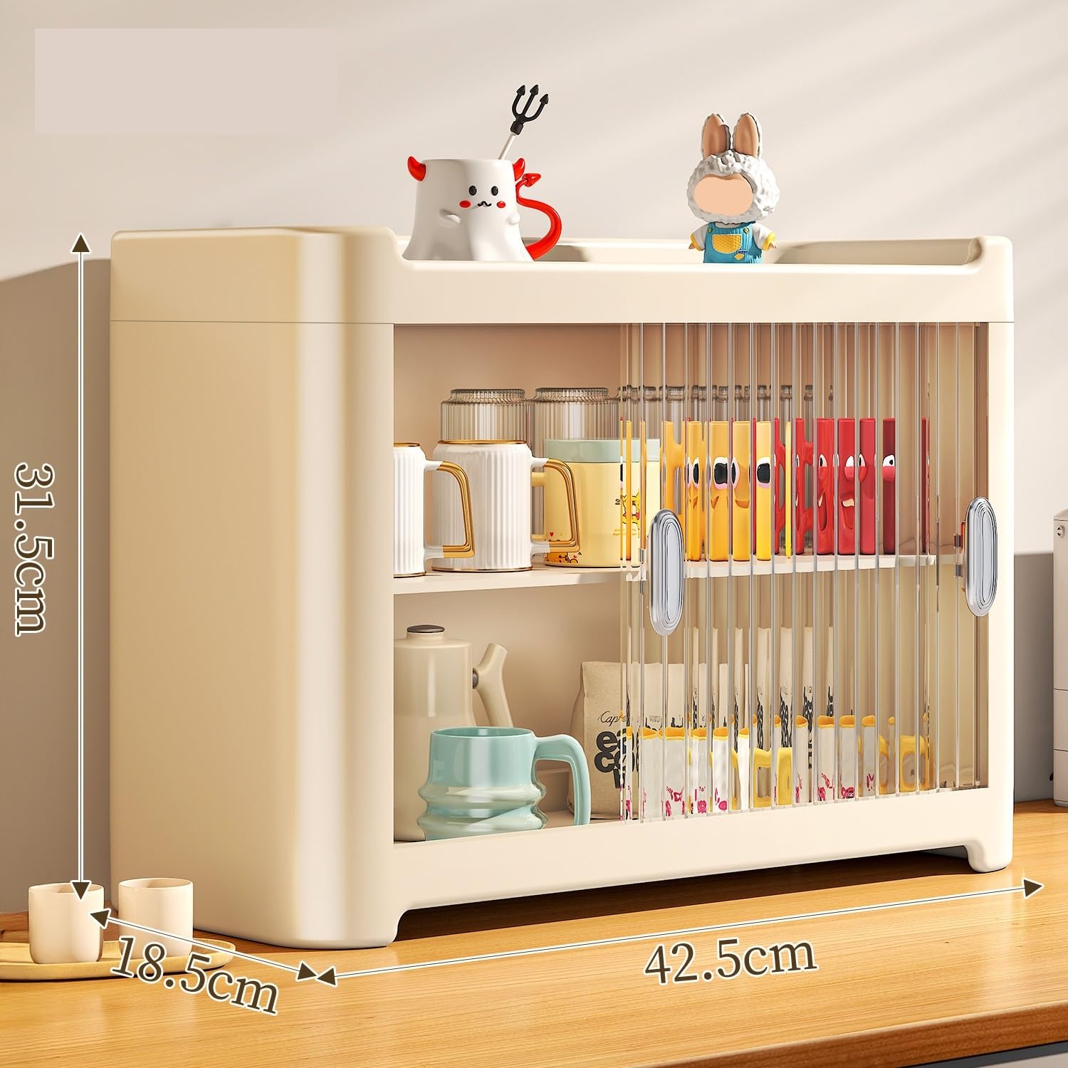 Soporte Para Tazas Estante de almacenamiento tazas for el hogar, escritorio, doble capa, a prueba polvo Para Encimeras De Cocina