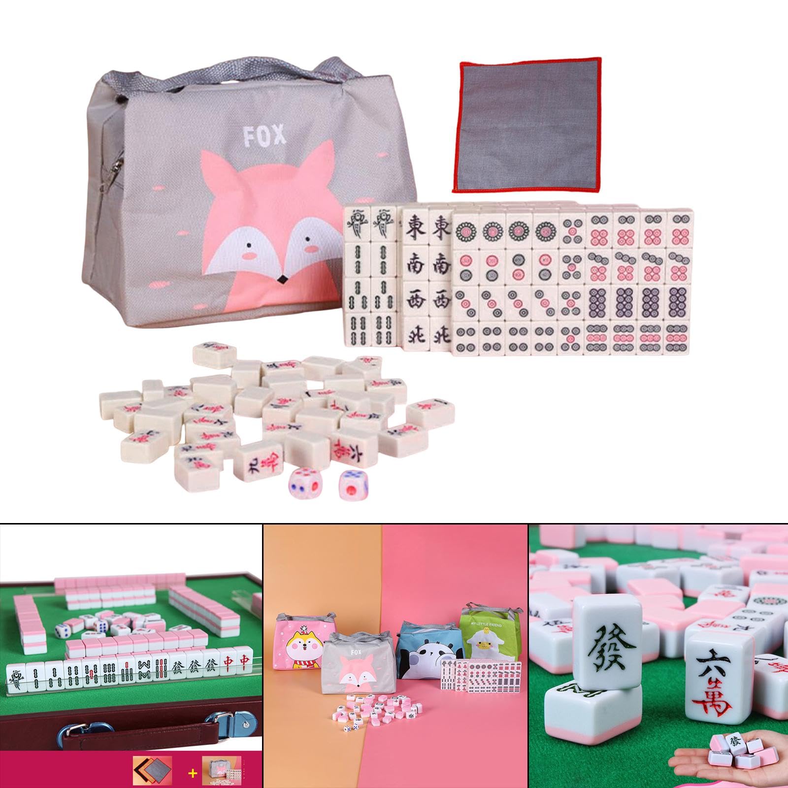 Chinesisches Mahjong Spielset – Freizeitspiel für Gehirnaktivitäten mit Praktischer Reisetasche für Familienfeiern Und Erwachsene, GELB