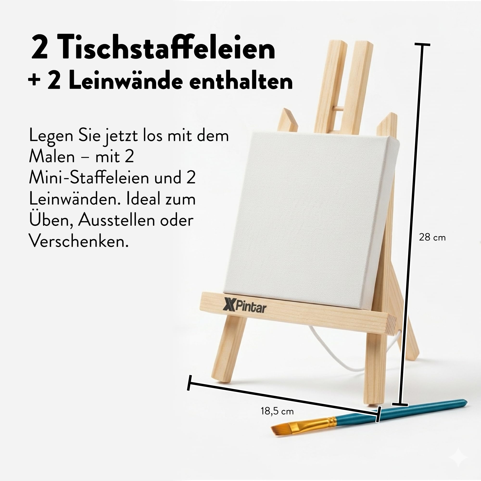Acrylfarbenset mit 2 Staffeleien, 2 Leinwänden, 24 Farben, 35 ml, 12 Pinsel, 2 Spateln und 2 Paletten für Paare, Erwachsene, kreatives Geschenk, Basteln, Kunst, Dekoration und Freizeit zu Hause und