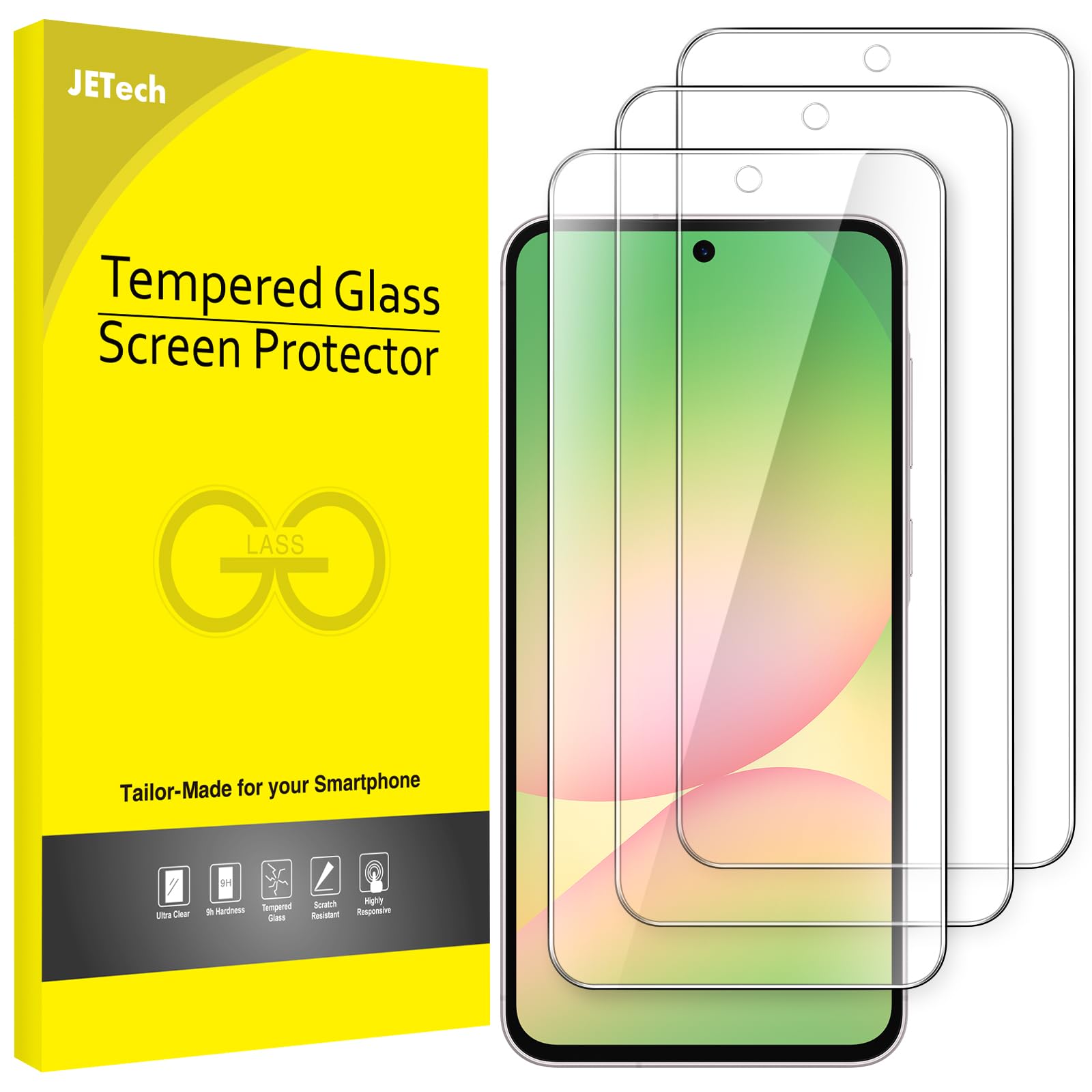 JETech Pellicola Protettiva per Samsung Galaxy A56 5G, 9H Vetro Temperato Film, Anti-Graffio, HD Chiaro, Pacco da 3