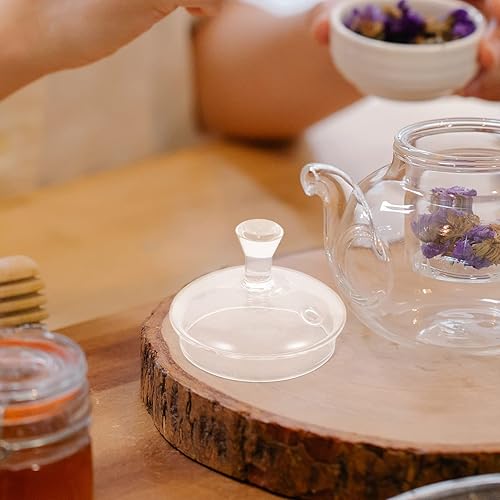 Miniatura 8 de Tapa de tetera de vidrio transparente, cubierta práctica para té de hojas sueltas, fácil de usar, bordes lisos, accesorio para el hogar para tetera,