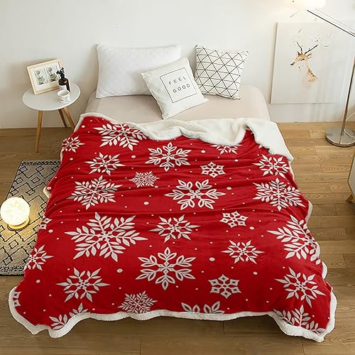 Miniatura 10 de Libaoge Manta Sherpa para cama, sofá, Navidad, copos de nieve, textura gris, manta de felpa reversible de forro polar, regalo para niños audultos,