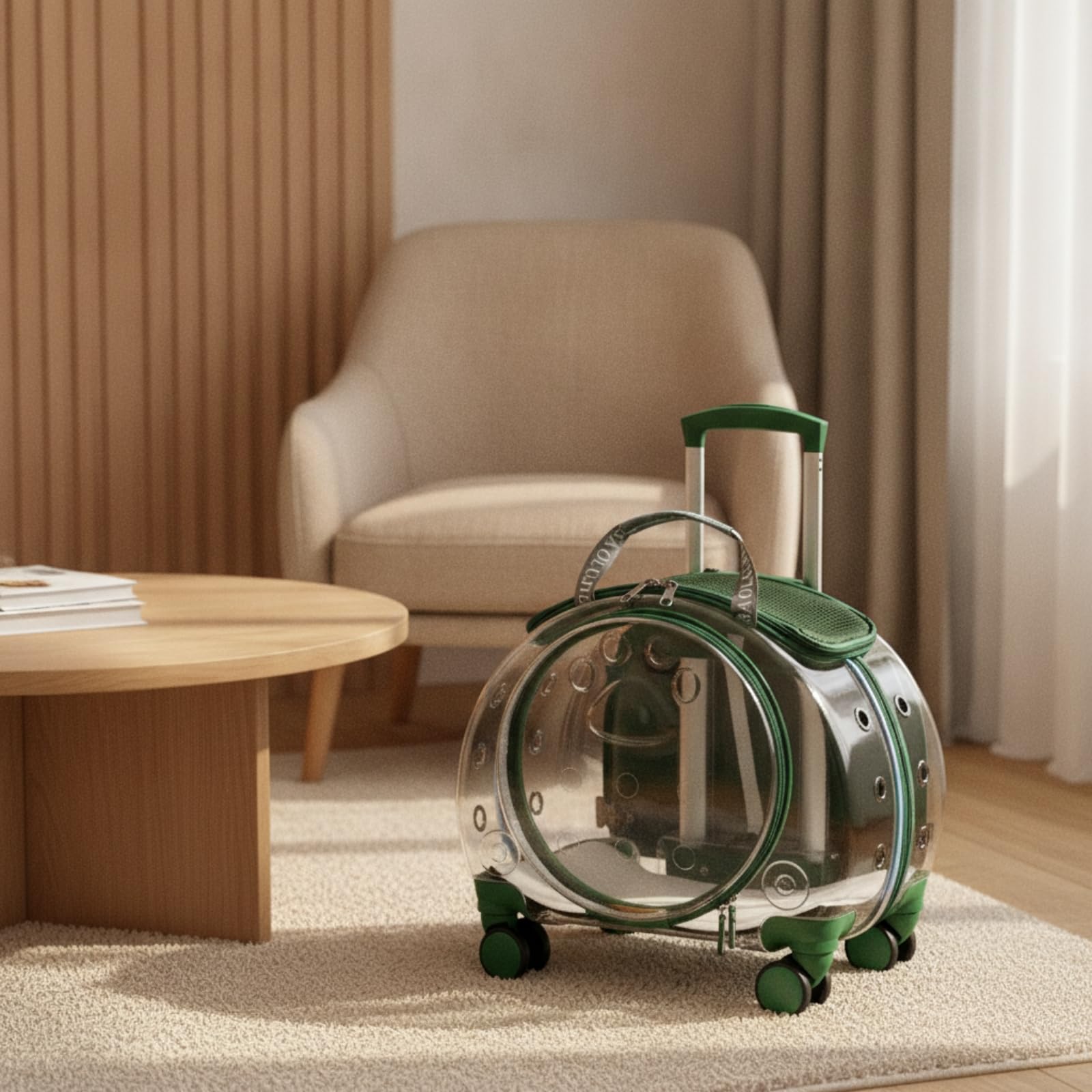 Baoblaze Trasportino Trasparente Zaino Trolley Borsa per Animali Domestici Gatto Cane Involucro Rigido in PVC E Acrilico con Panoramica Apertura Tonda Fori, Arancione Trasparente