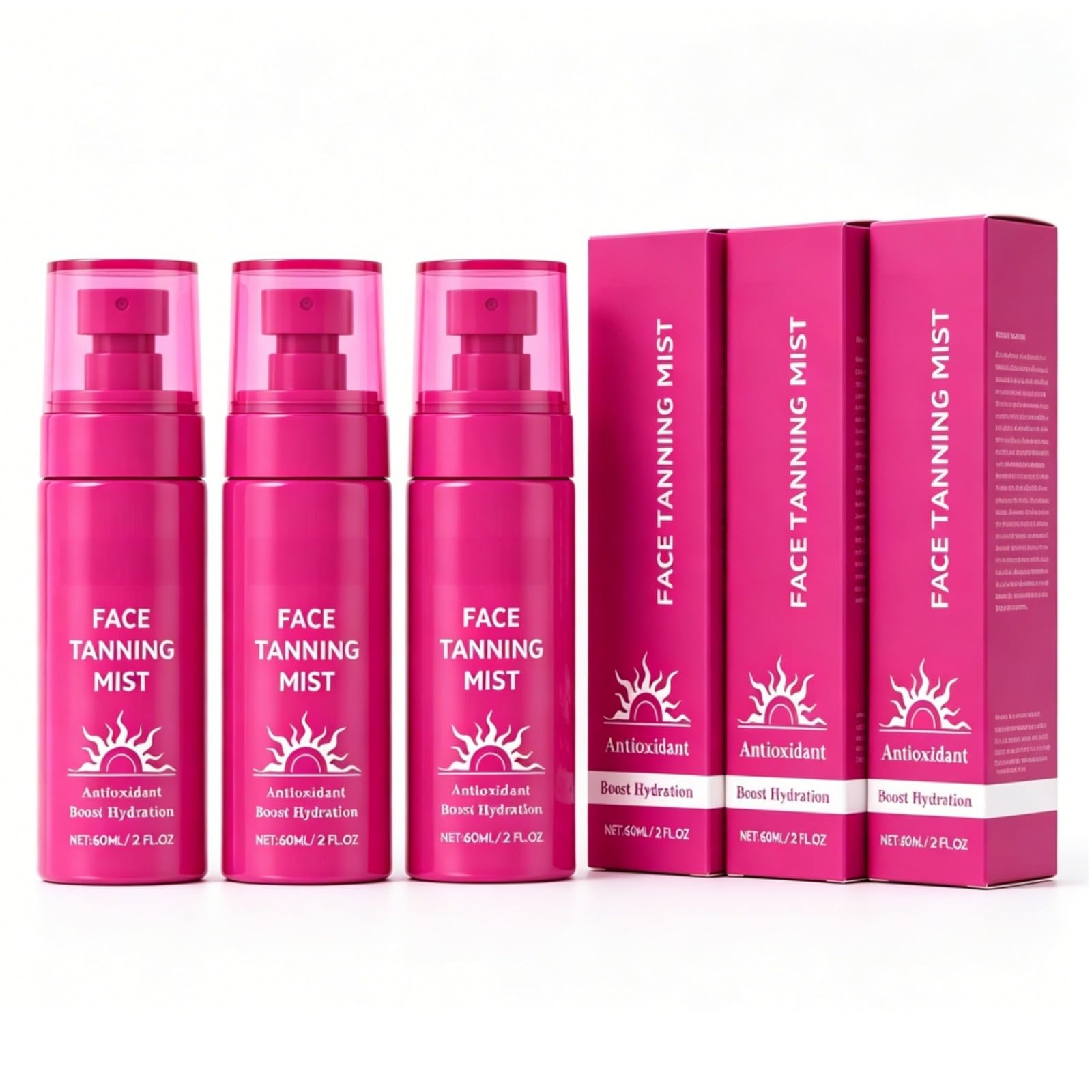 Selbstbräunender Gesichts-Spray, 60 ml, natürliches goldfarbenes Bräunungsspray, feuchtigkeitsspendend, antioxidativ, gleichmäßiger und heller Teint, schnelle Absorption, nicht fettend, langer Halt