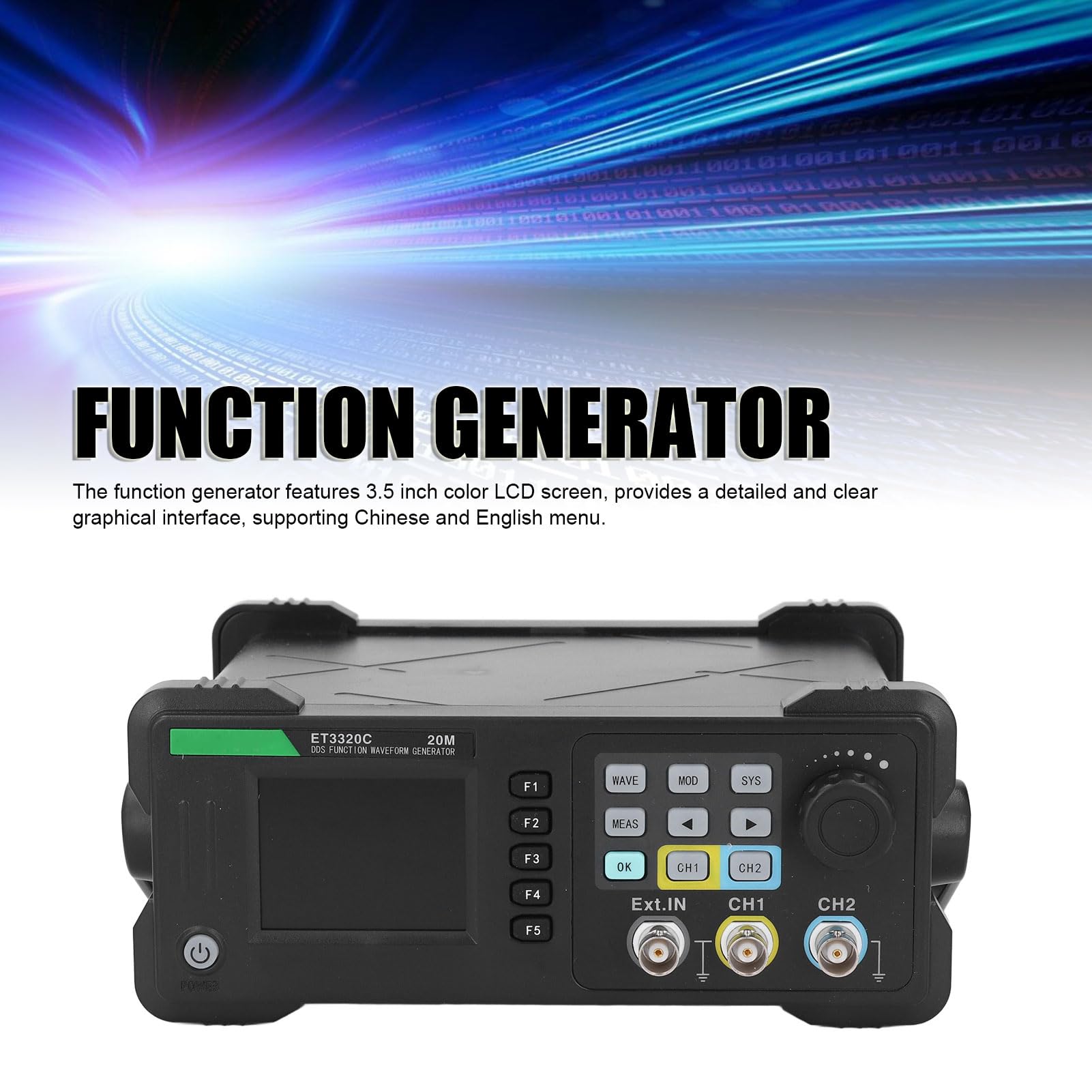 Generador de Funciones de Pantalla LCD de 2 Canales Generador de Forma de Onda Arbitraria para Laboratorio de Electrónica (Enchufe europeo 110-240V)
