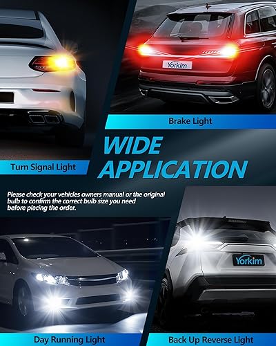 Miniatura 7 de Yorkim Bombilla LED ultra brillante 7440 roja T20 7441 7443 7444 W21W para luz de marcha atrás de respaldo, luz de ruptura, luz trasera, luz de